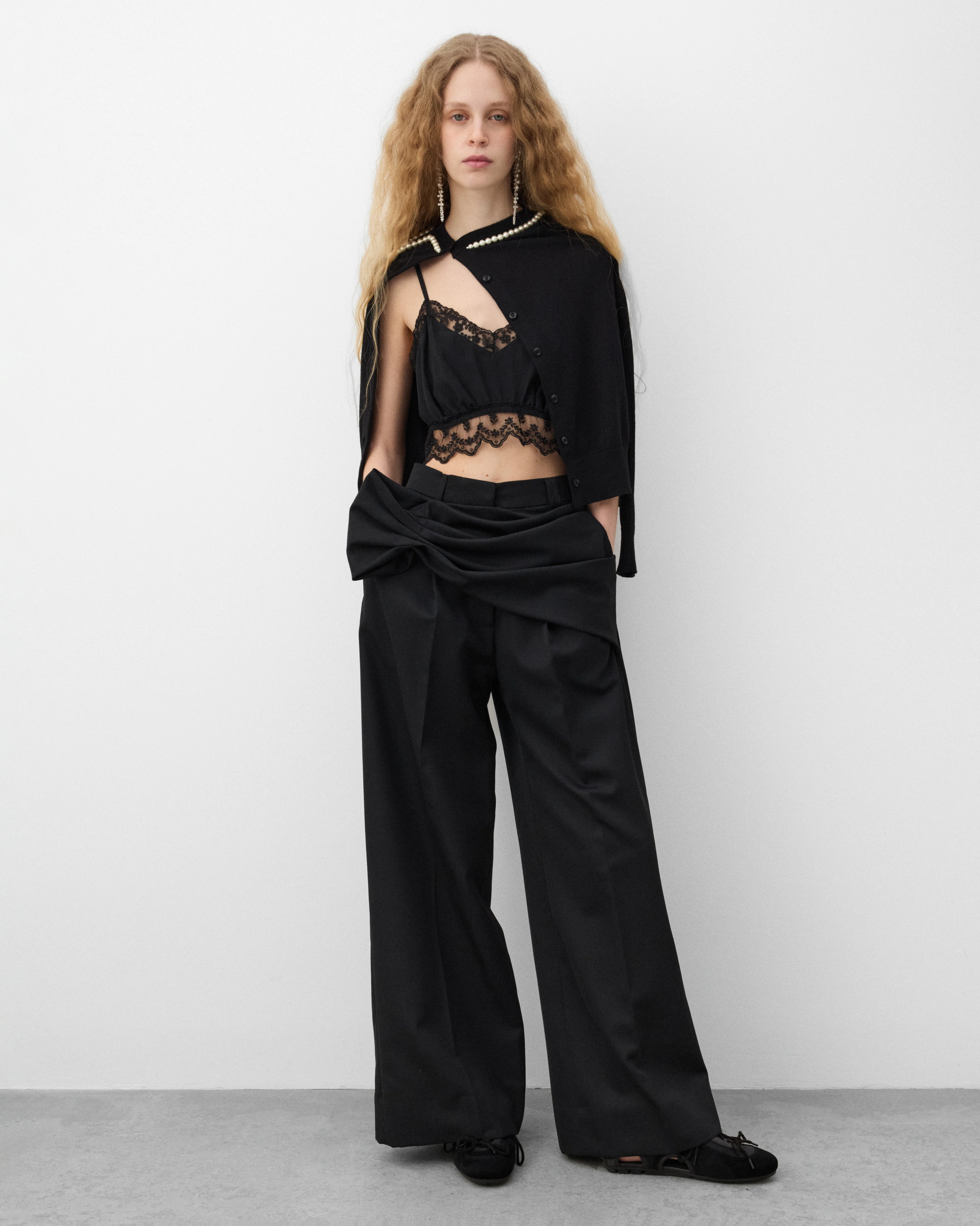 Simone Rocha - Women's Gathered Flower Sash Trousers - (Black) - Image 6
