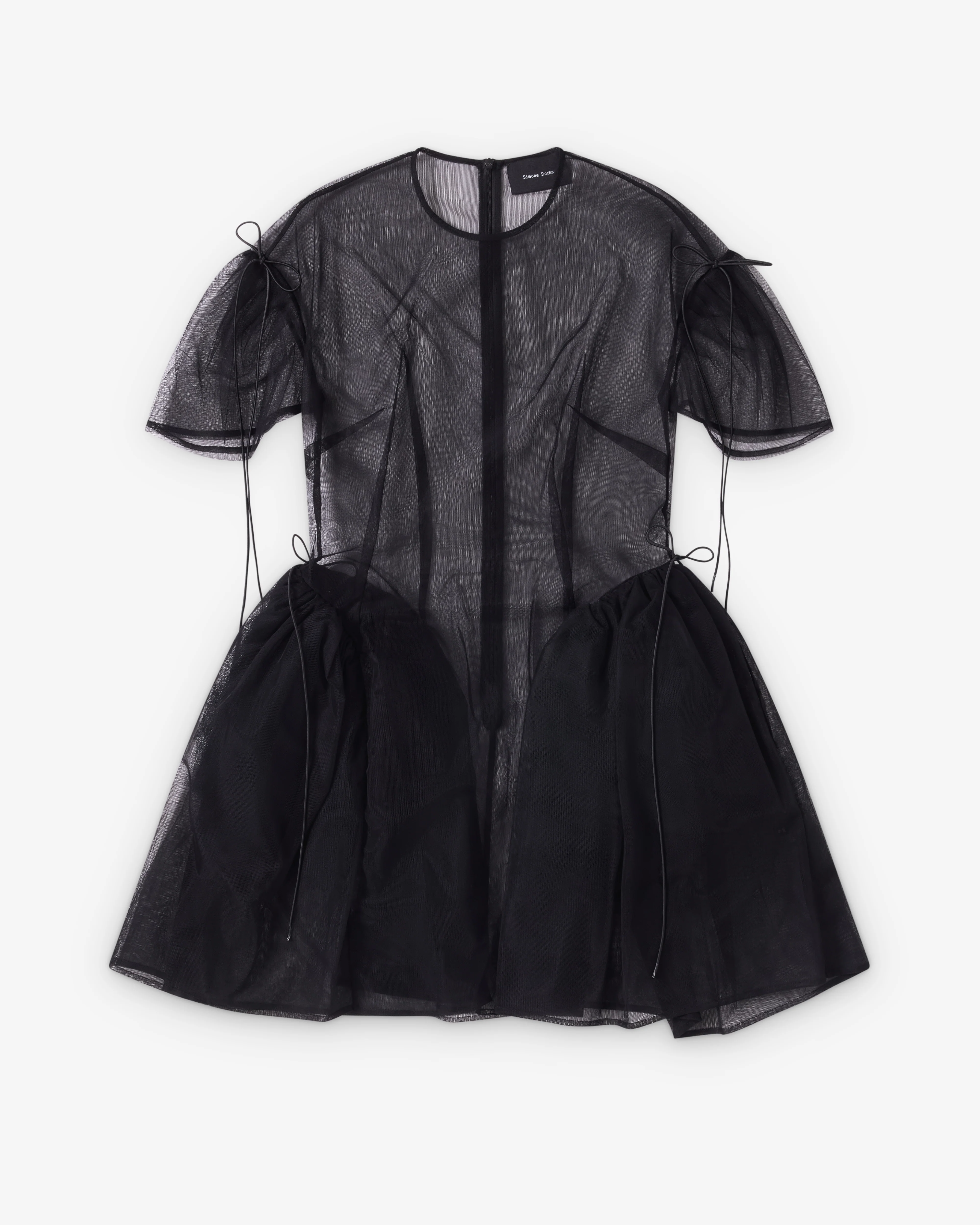 Simone Rocha - Women's Mini Puff Sleeve Cord Hip Dress - (Black/Black)