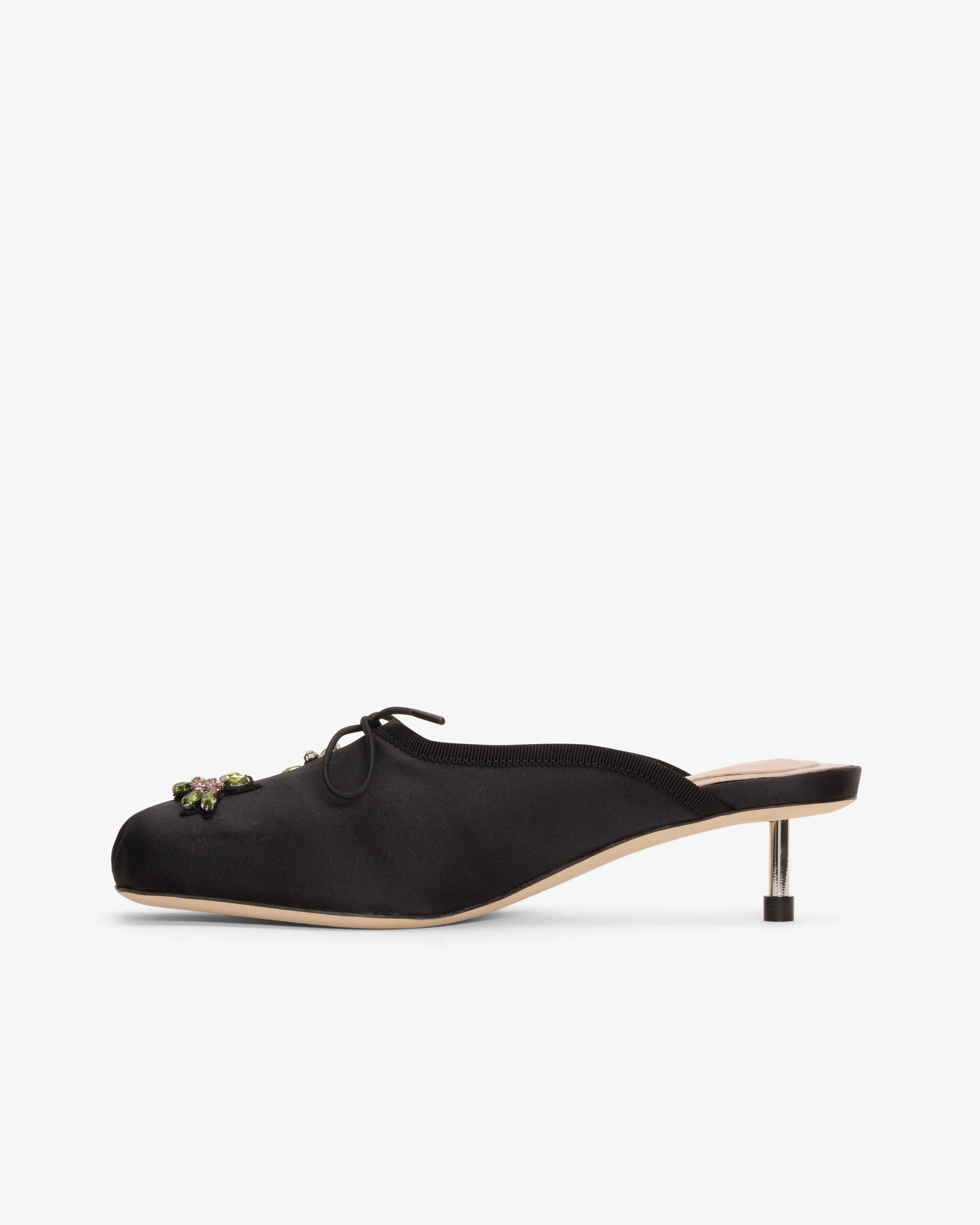Simone Rocha  - Women's Embellished Pointe Mule Heel - (Black/Rose) - Image 2