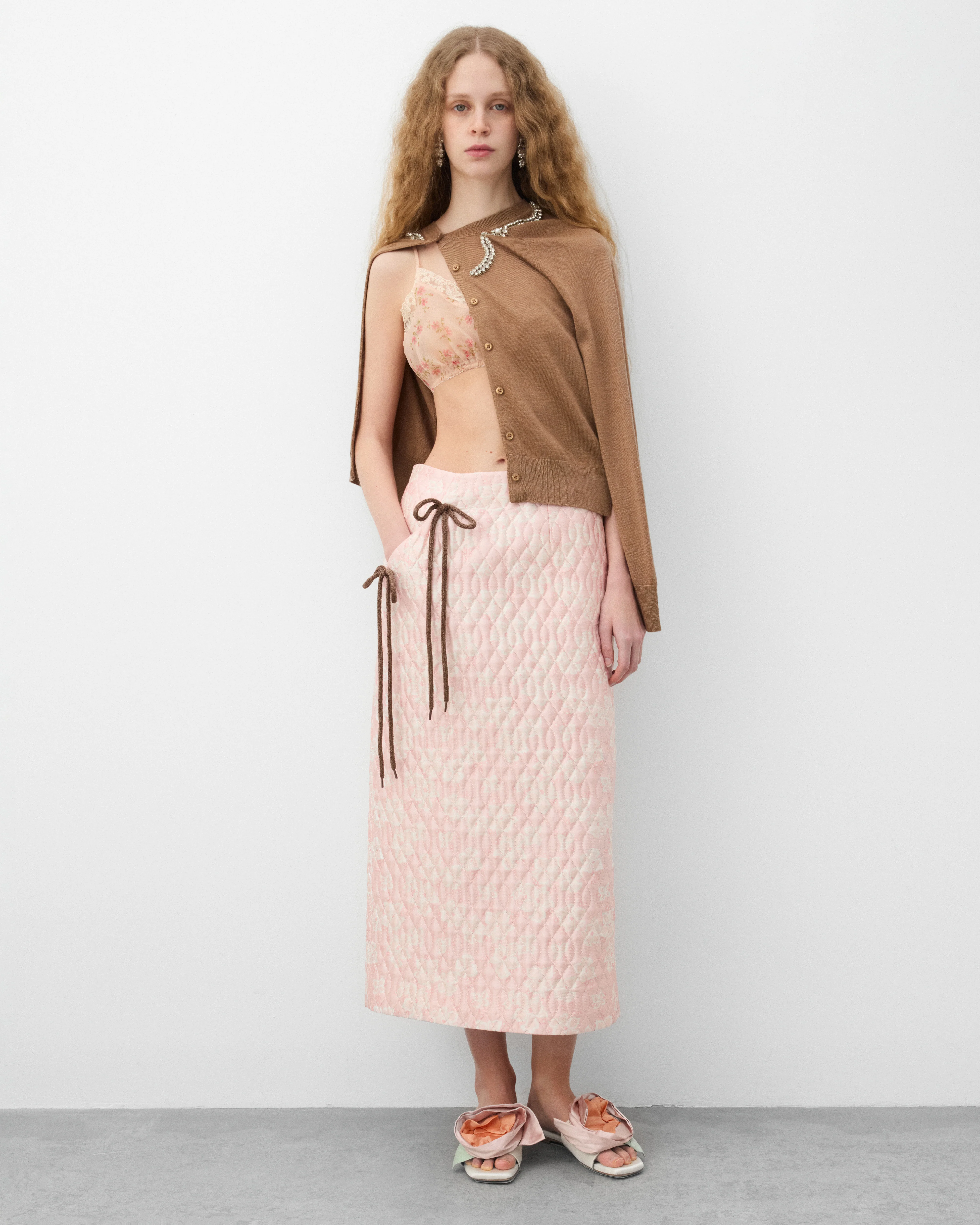 Simone Rocha - Women's Quited Offset Pencil Skirt - (Pink) - Image 6