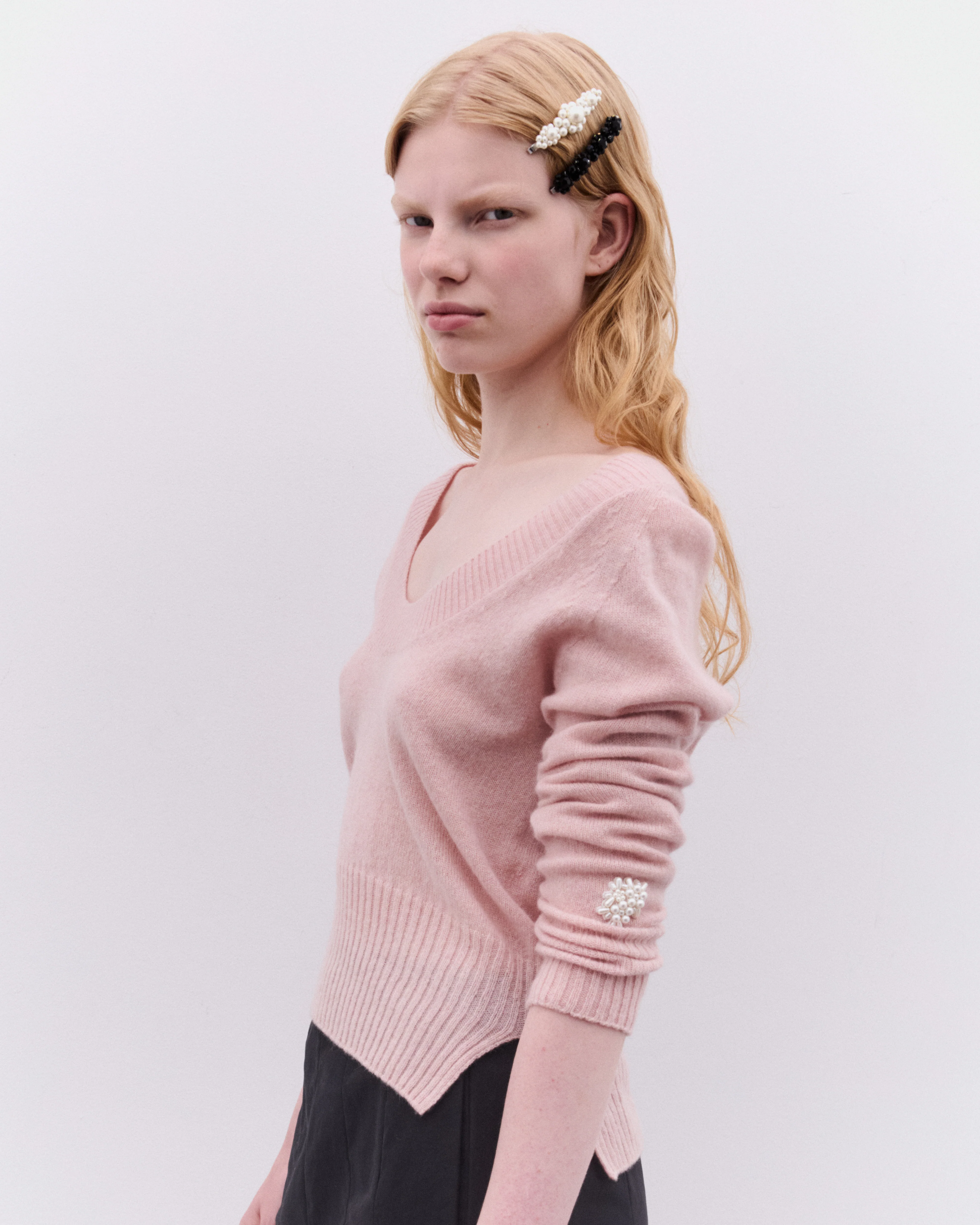Simone Rocha - Women’s Embellished Cashmere Jumper - (Rose/Pearl) - Image 3