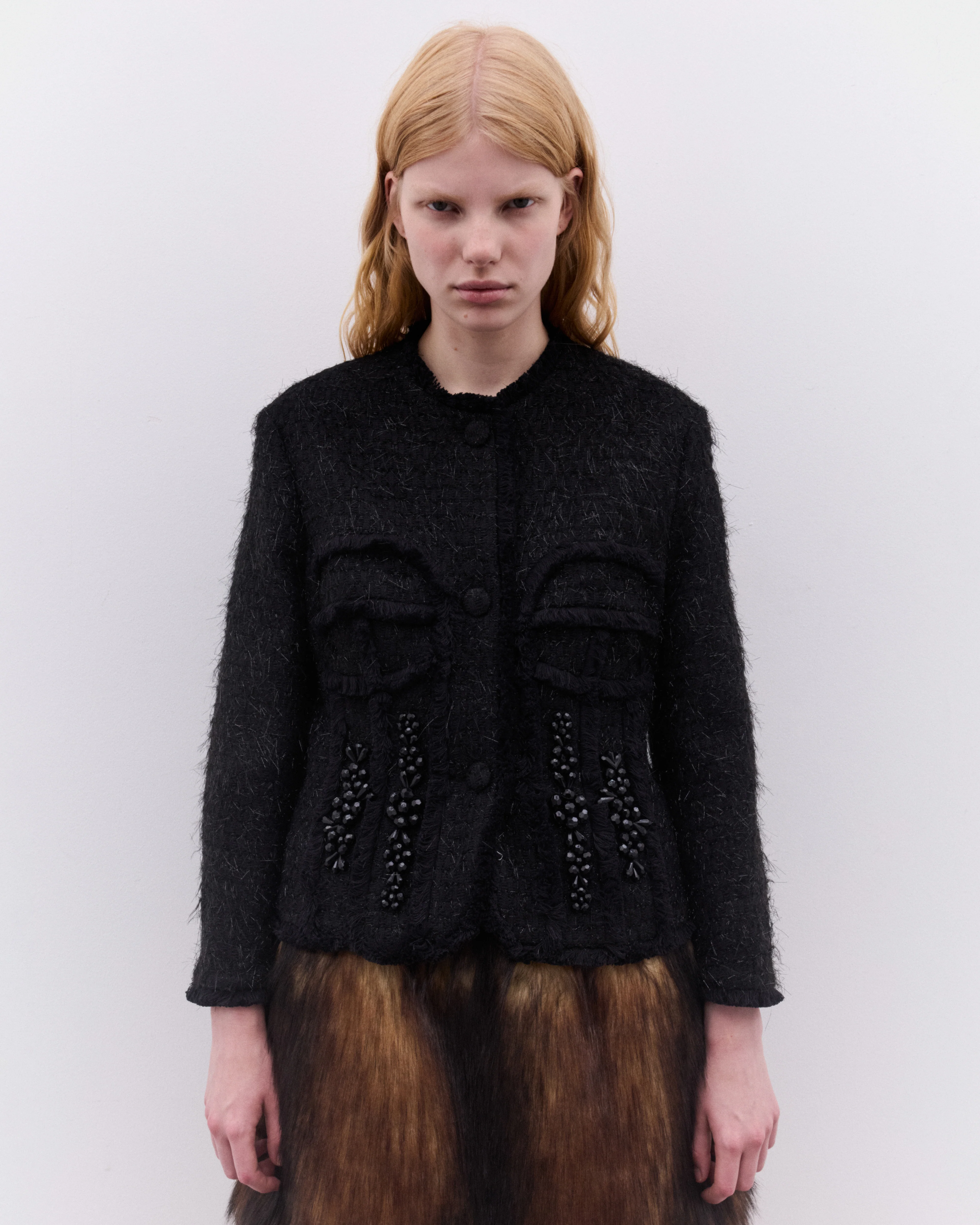 Simone Rocha - Women’s Sculpted Bust Fray Jacket - (Black) - Image 3