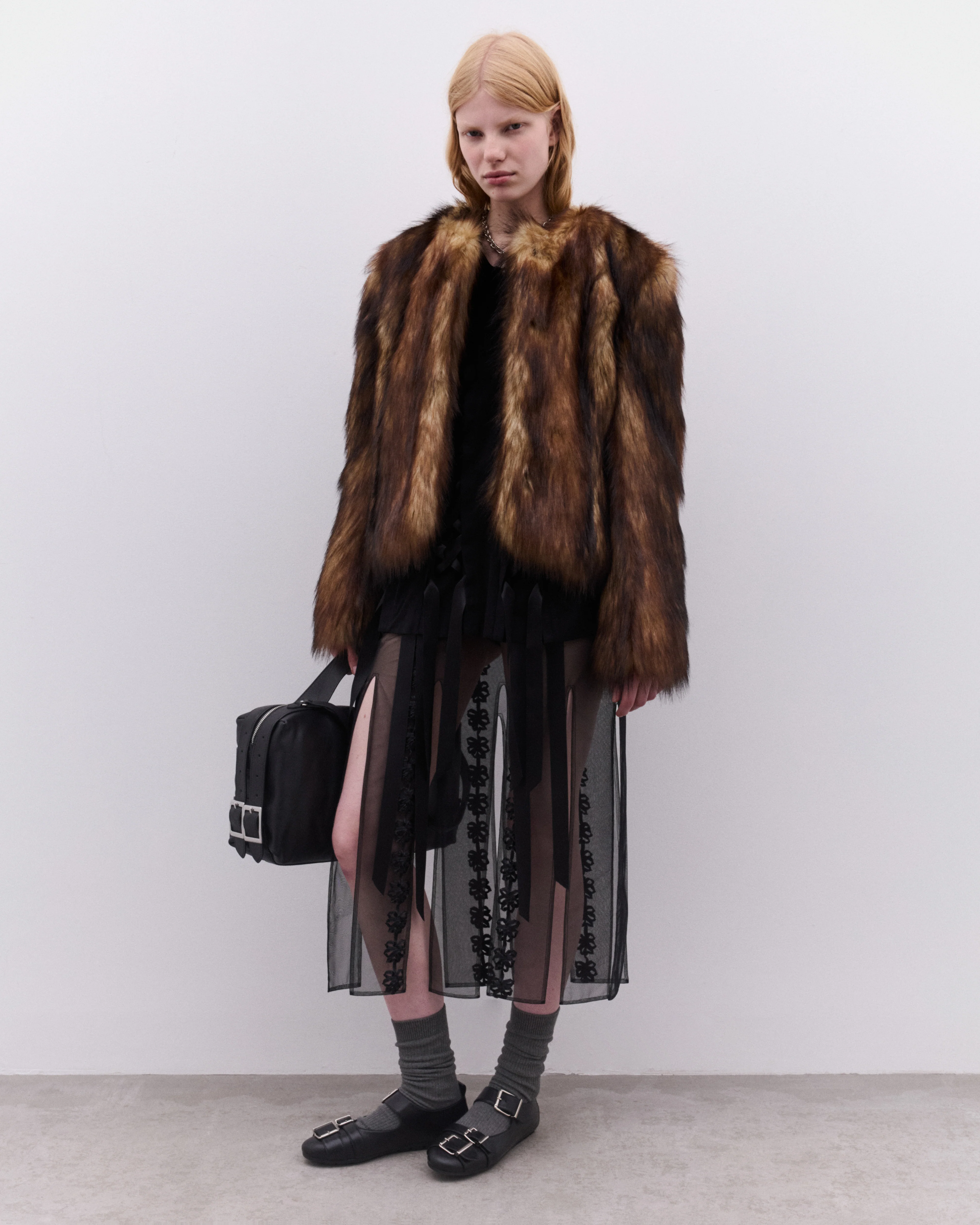 Simone Rocha - Women’s Sculpted Faux Fur Fray Jacket - (Natural) - Image 6