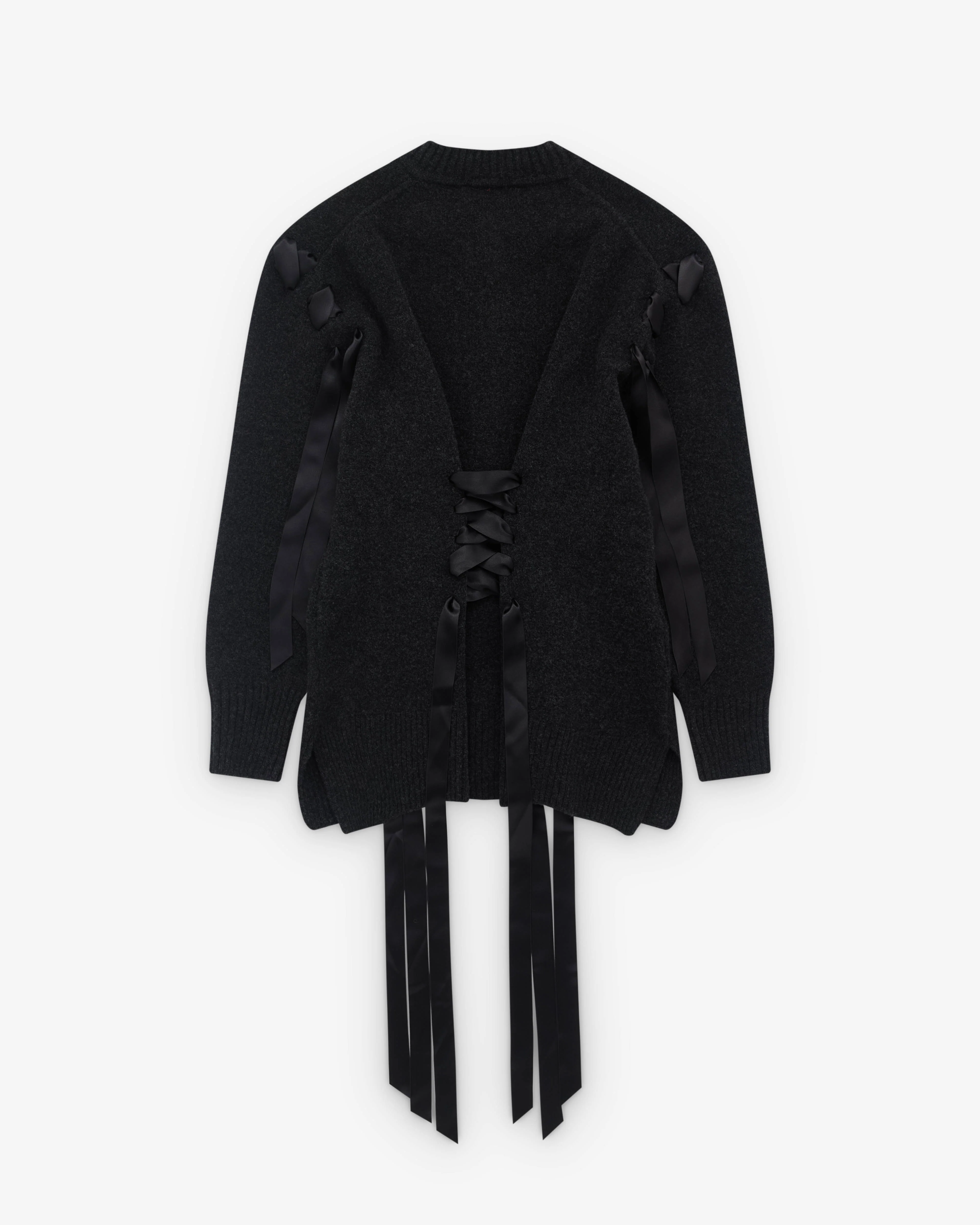 Simone Rocha - Women’s Sculpted Ribbon Corset Cardigan - (Charcoal) - Image 2