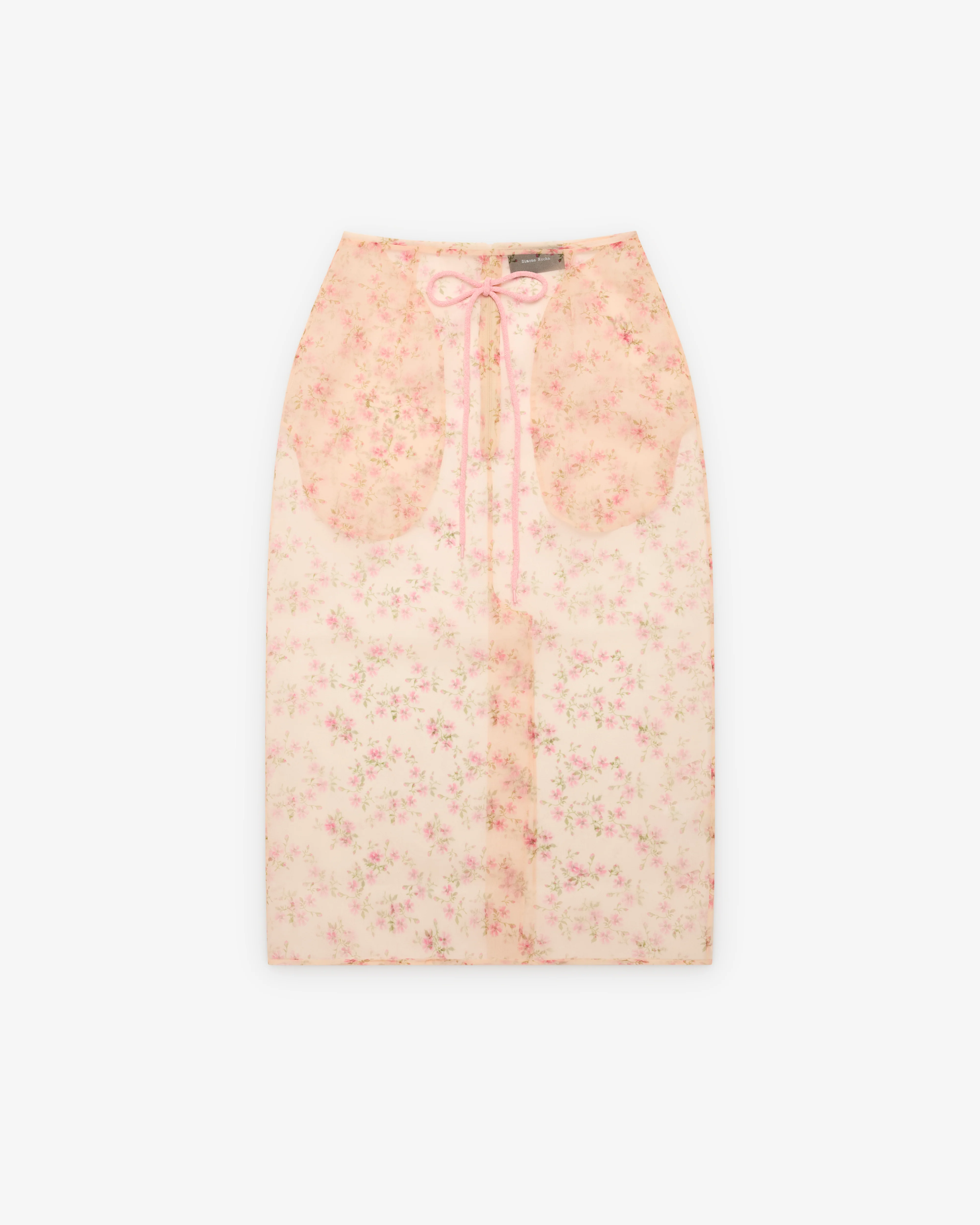 Simone Rocha - Women's Sheer Frayed Column Pencil Skirt - (Nude)