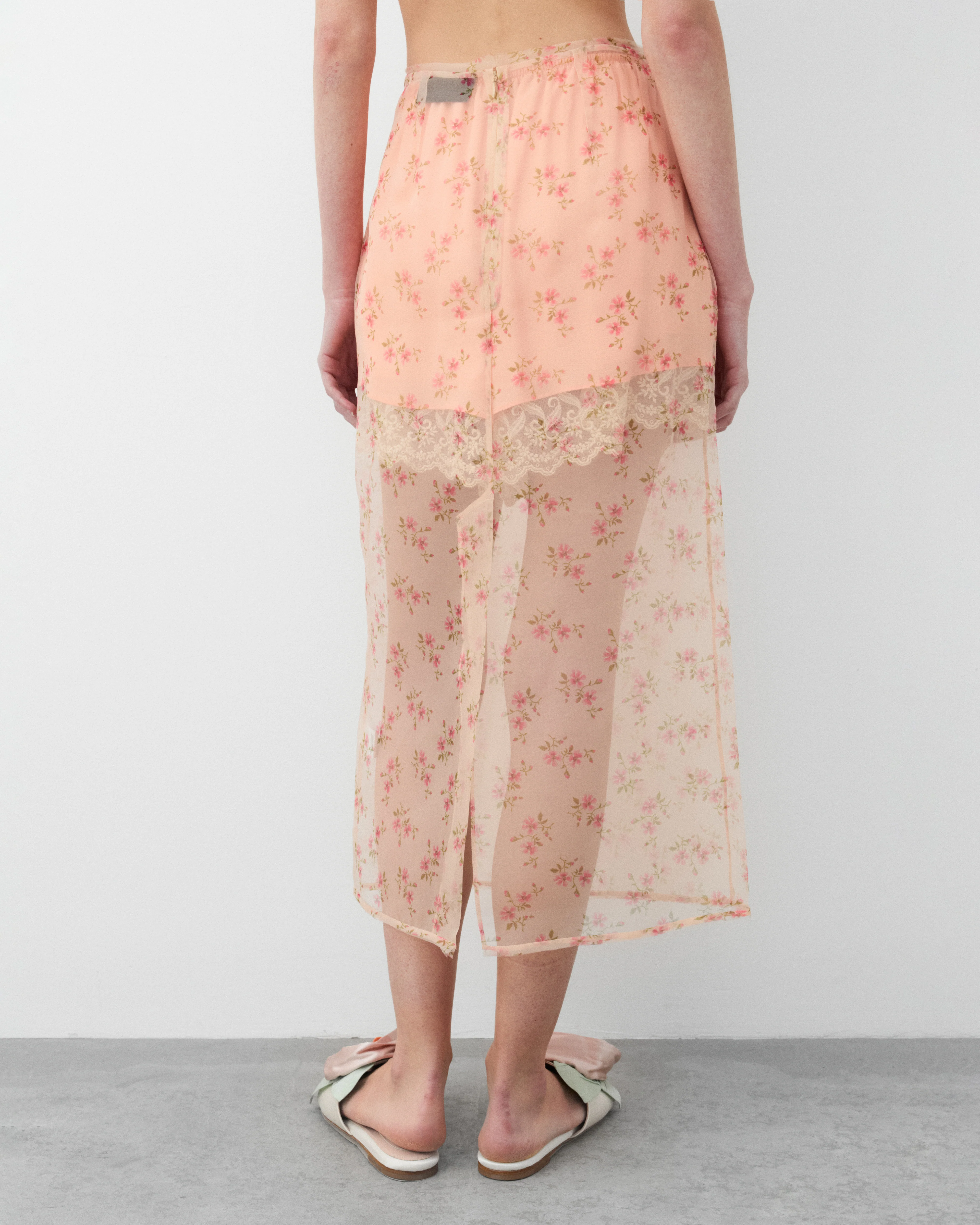 Simone Rocha - Women's Sheer Frayed Column Pencil Skirt - (Nude) - Image 5