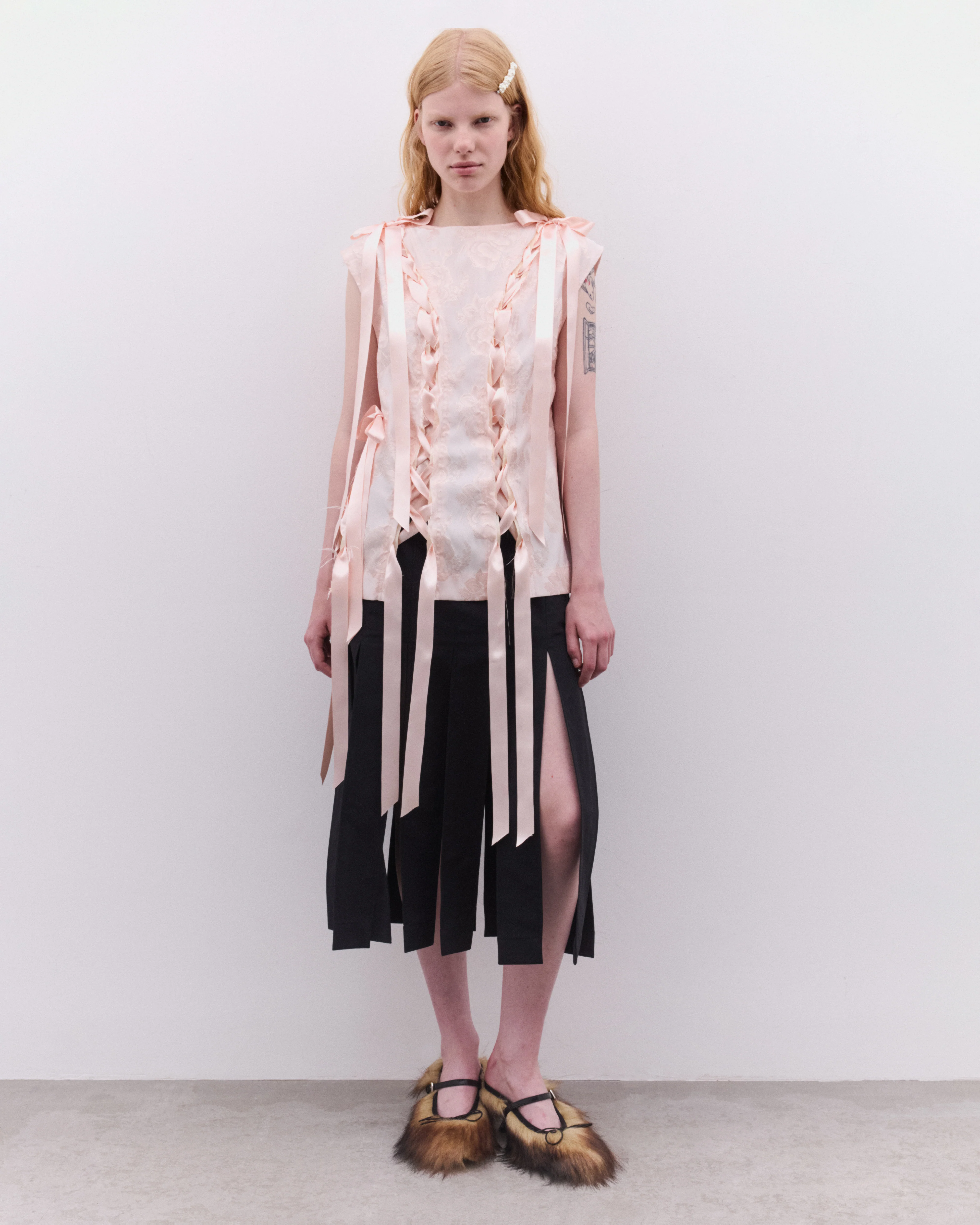 Simone Rocha - Women’s Unraveling Ribbon Top - (Blush/Blush) - Image 5