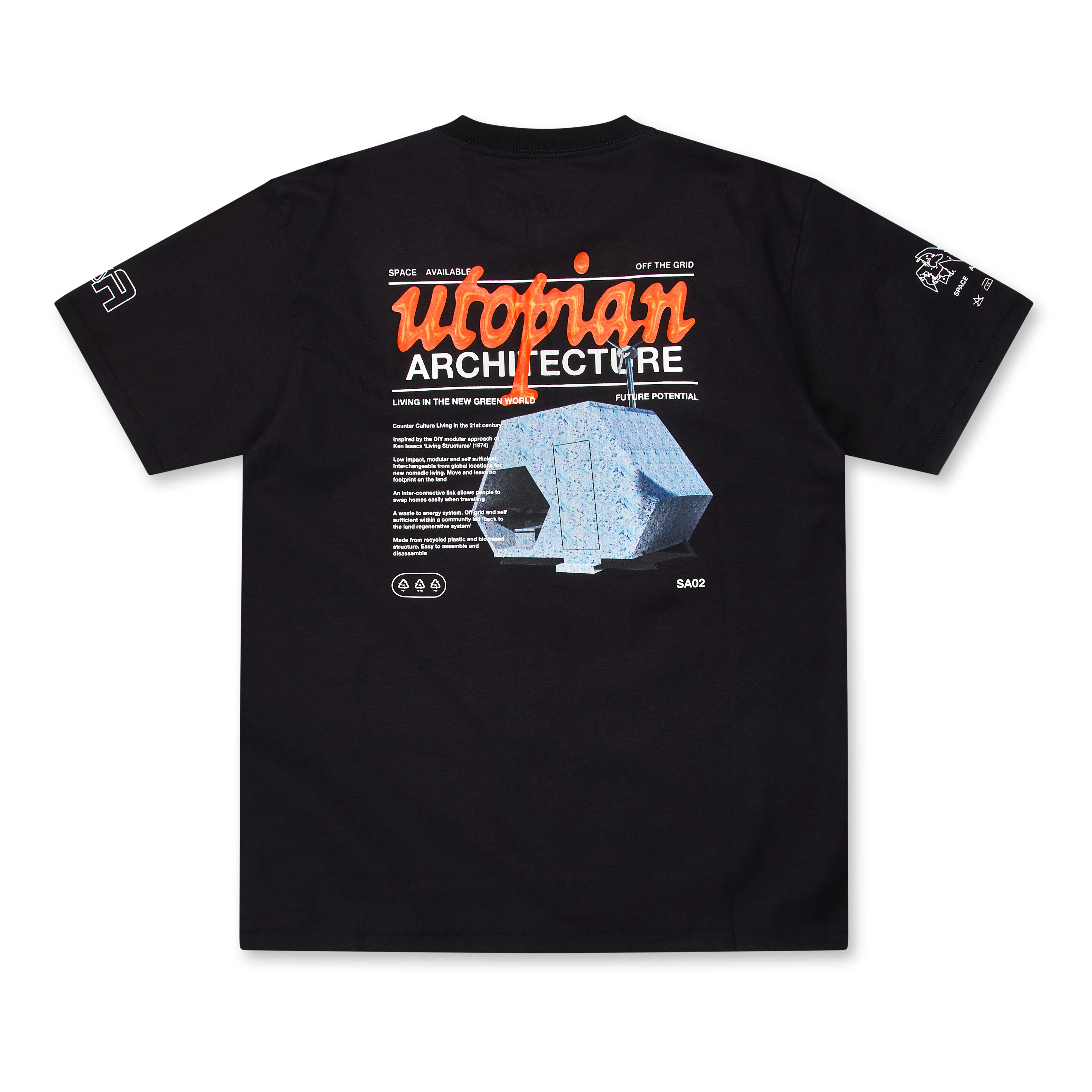 Space Available - Utopian Architecture T-Shirt - (Black) - Image 2