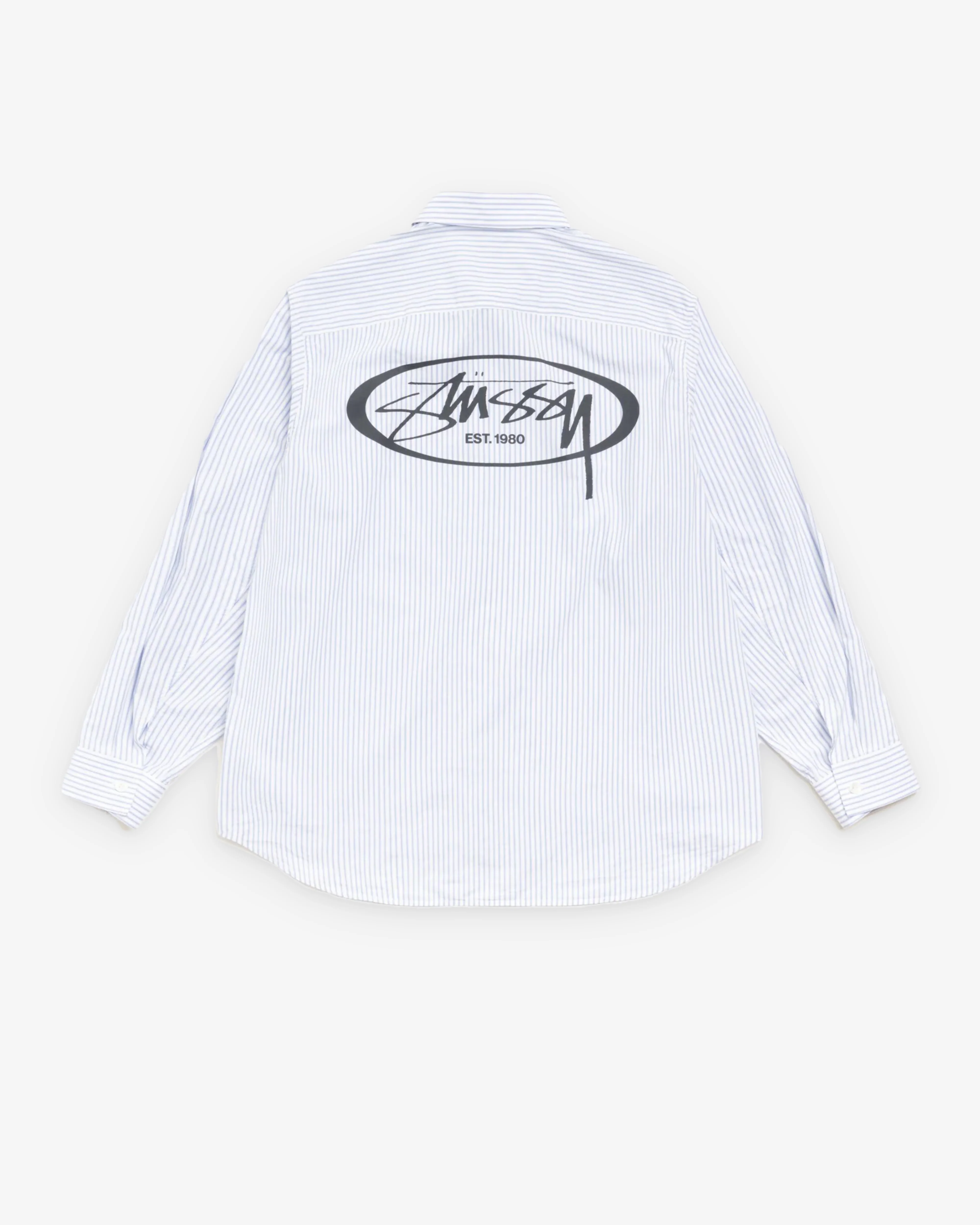 StĂĽssy - Men's Standard Shirt Logo - (Blue Stripe) - Image 2