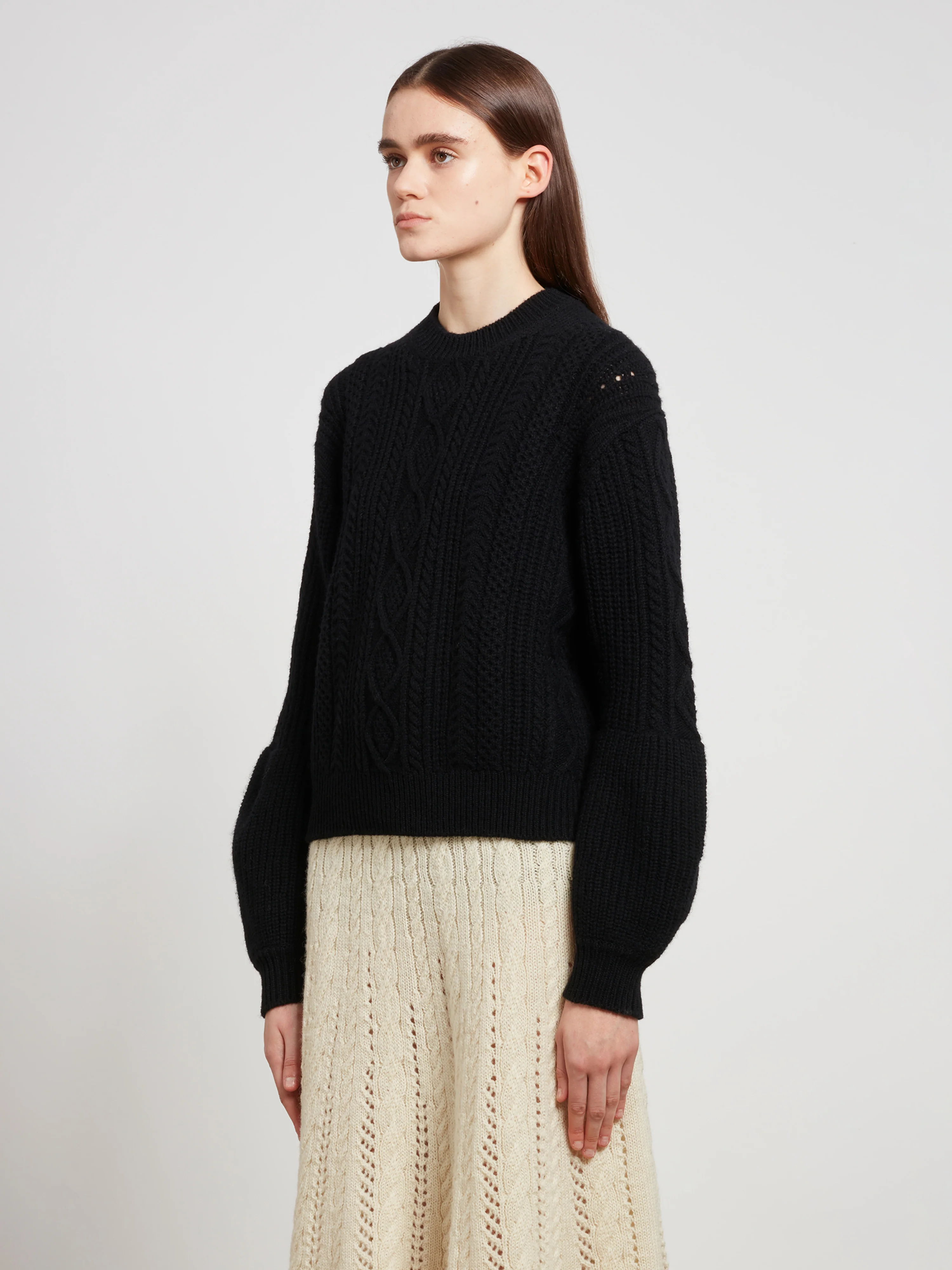 Tao - Cable Knit Sweater - (Black) - Image 3