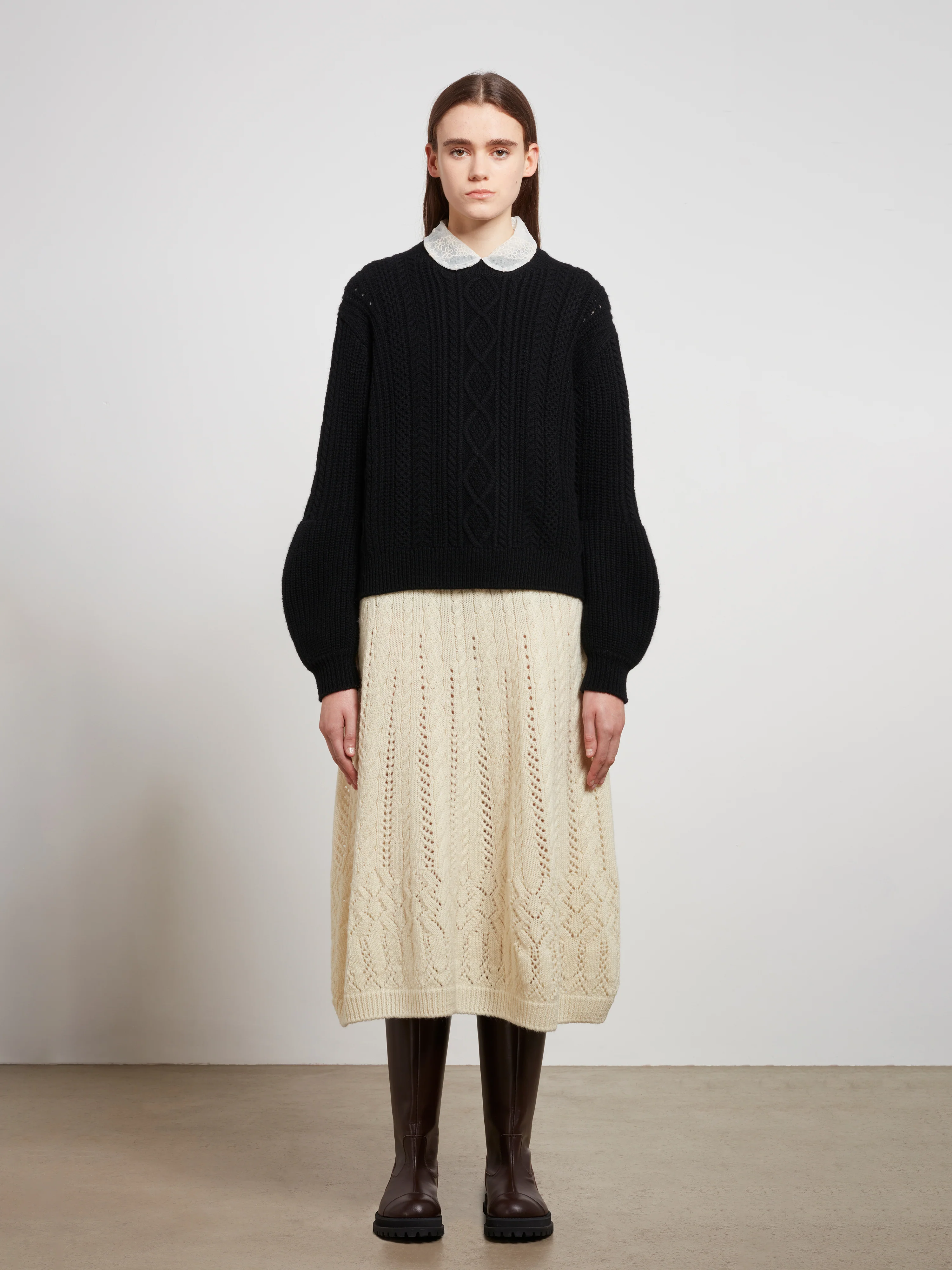 Tao - Cable Knit Sweater - (Black) - Image 5