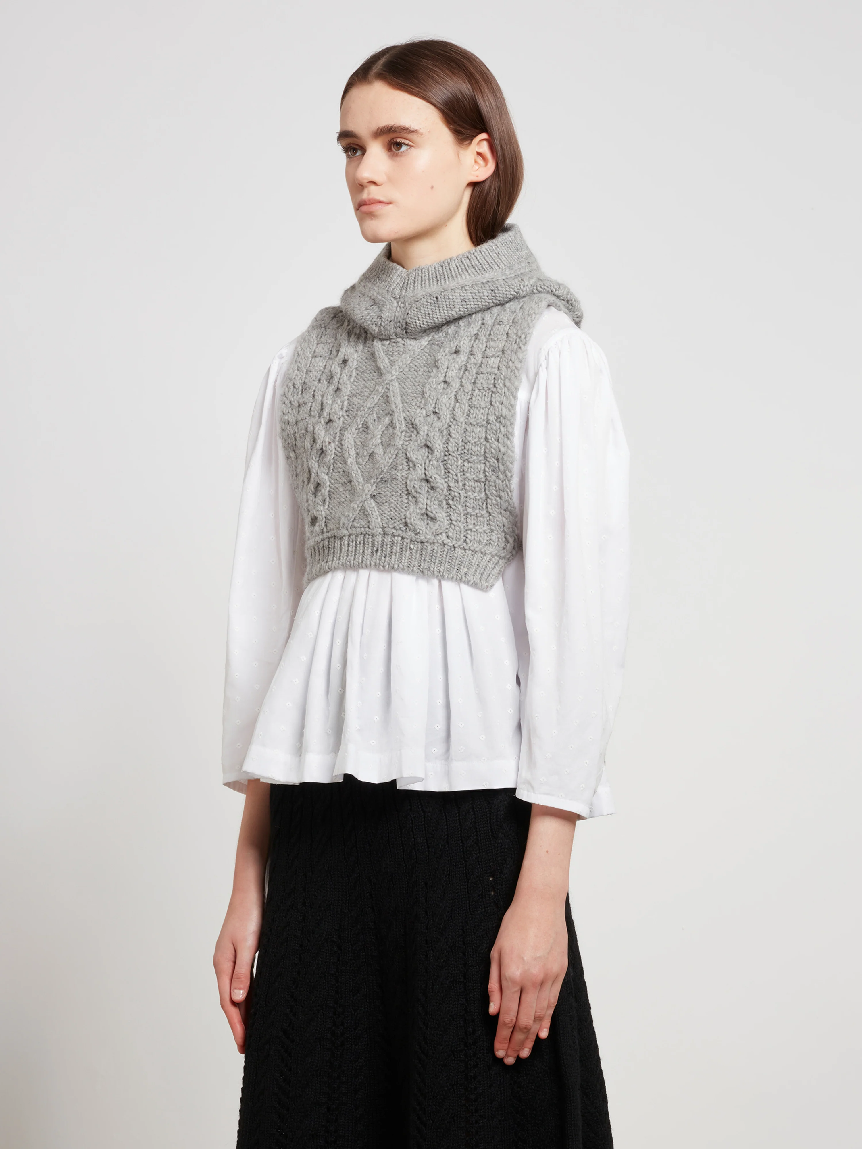 Tao - BATONER Hooded Knit Vest - (Grey) - Image 3