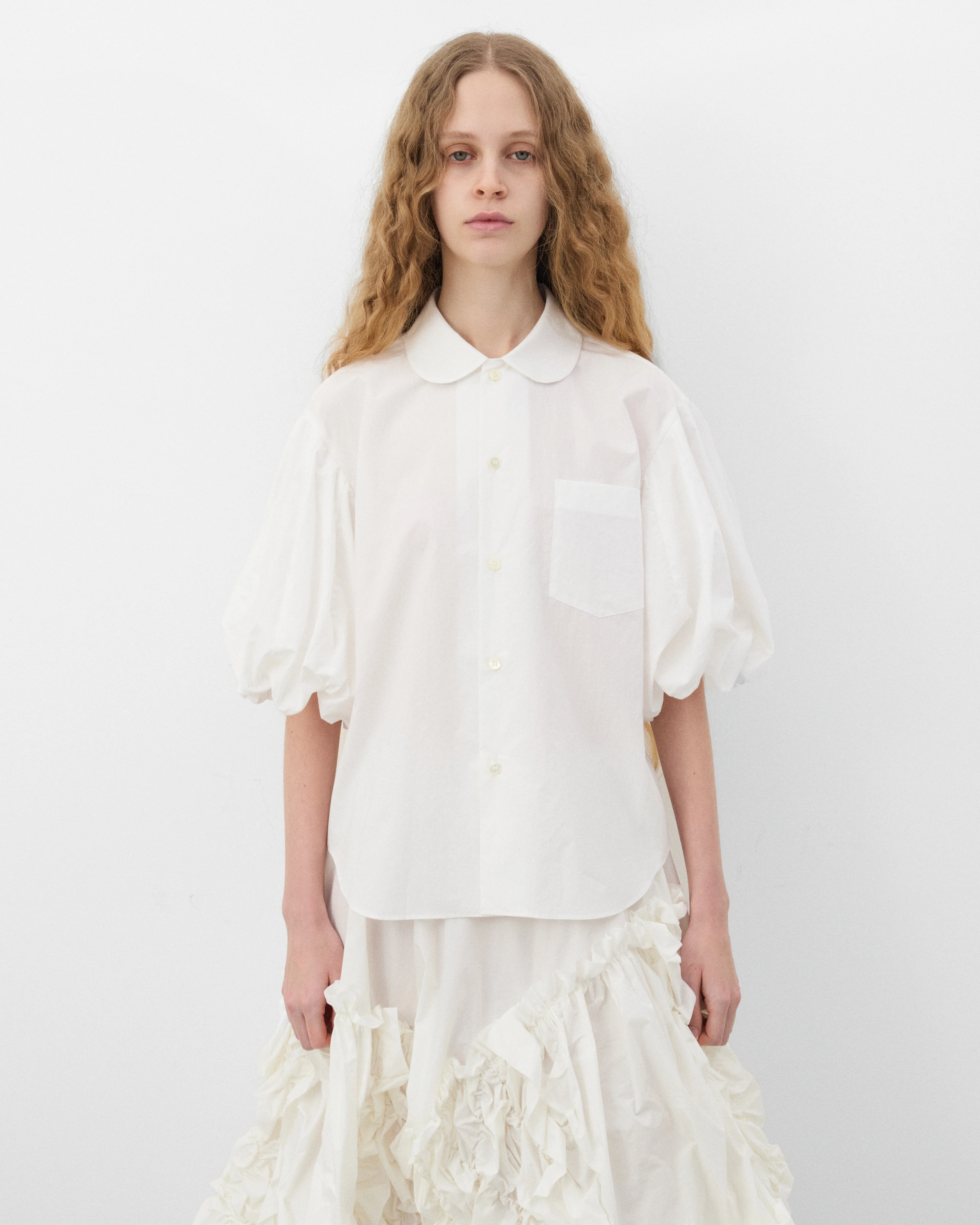 Tao - Women's Puffed Sleeve Blouse - (White) - Image 3