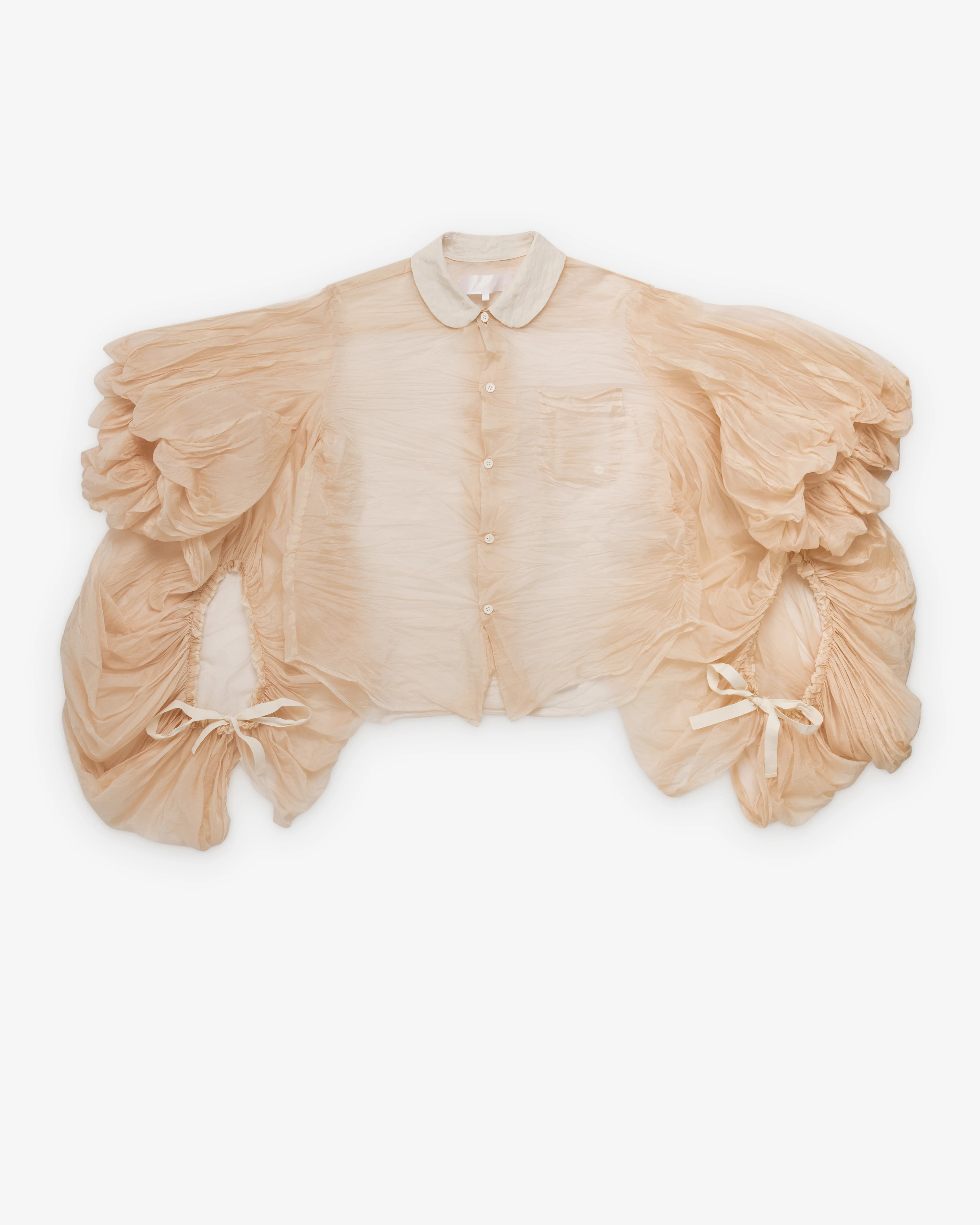 Tao - Women's Sheer Crinkled Blouse - (Pink)