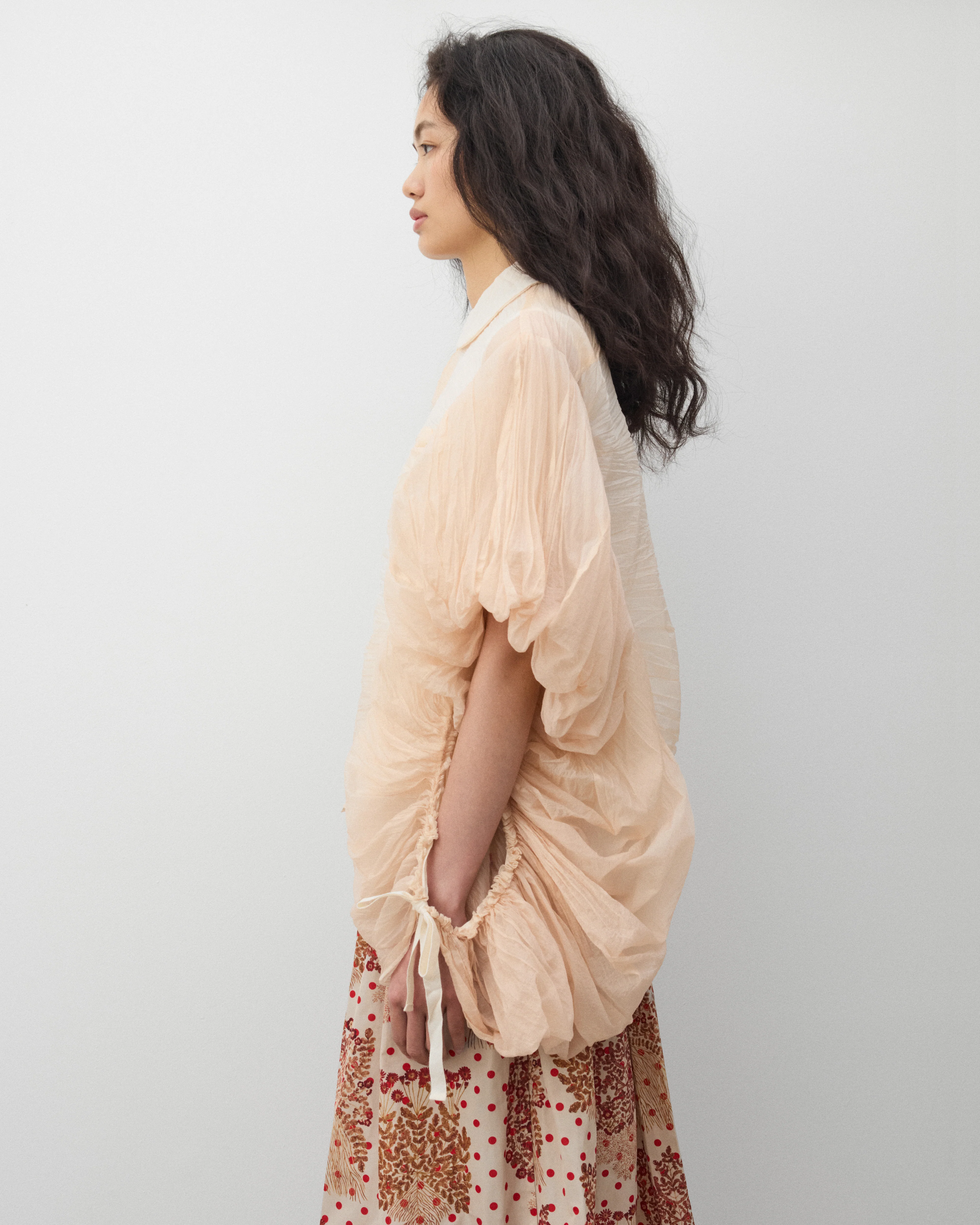 Tao - Women's Sheer Crinkled Blouse - (Pink) - Image 4