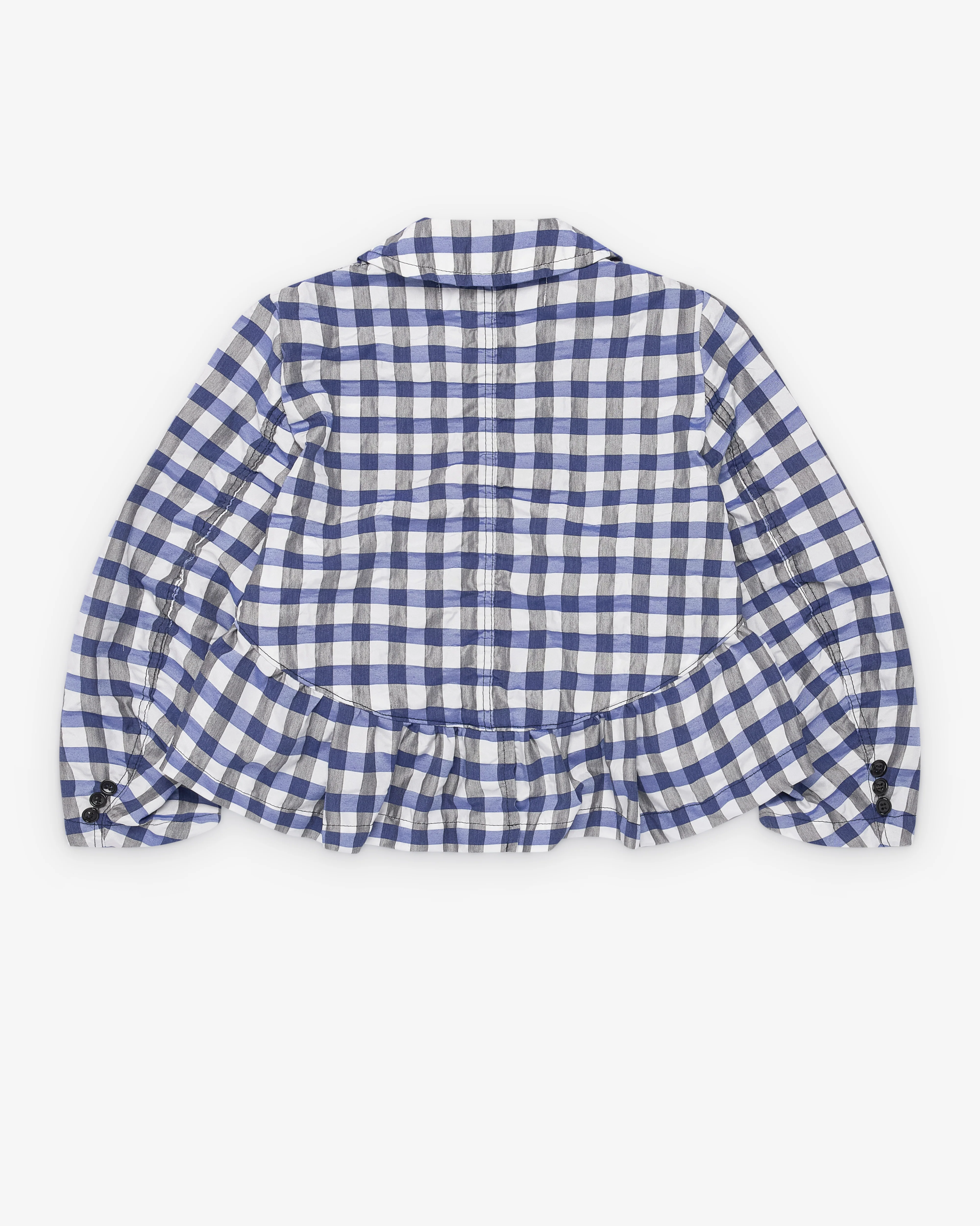 Tao - Women's Gingham Layered Jacket - (Blue) - Image 2