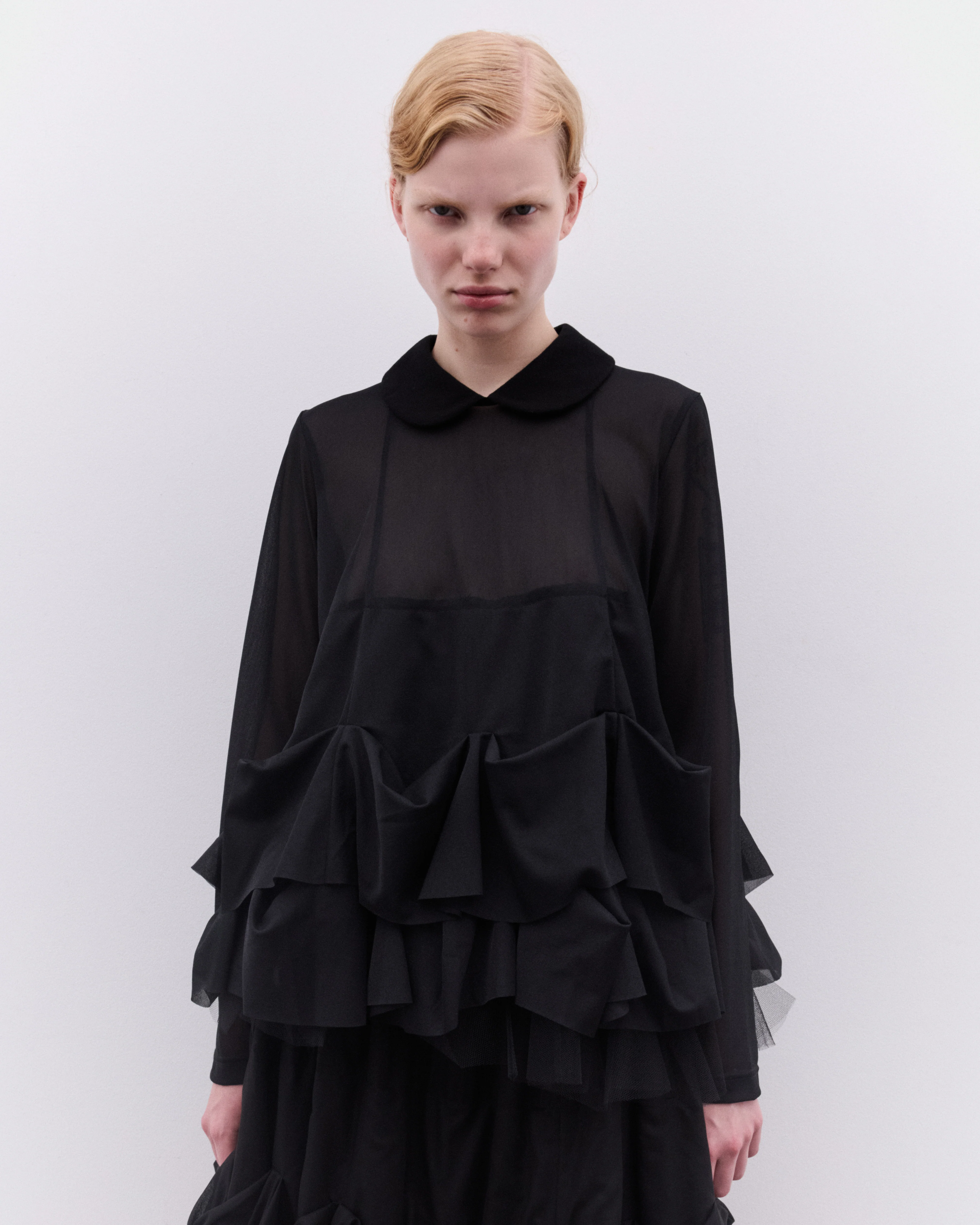 Tao - Women’s Tulle Peplum Top - (Black) - Image 3