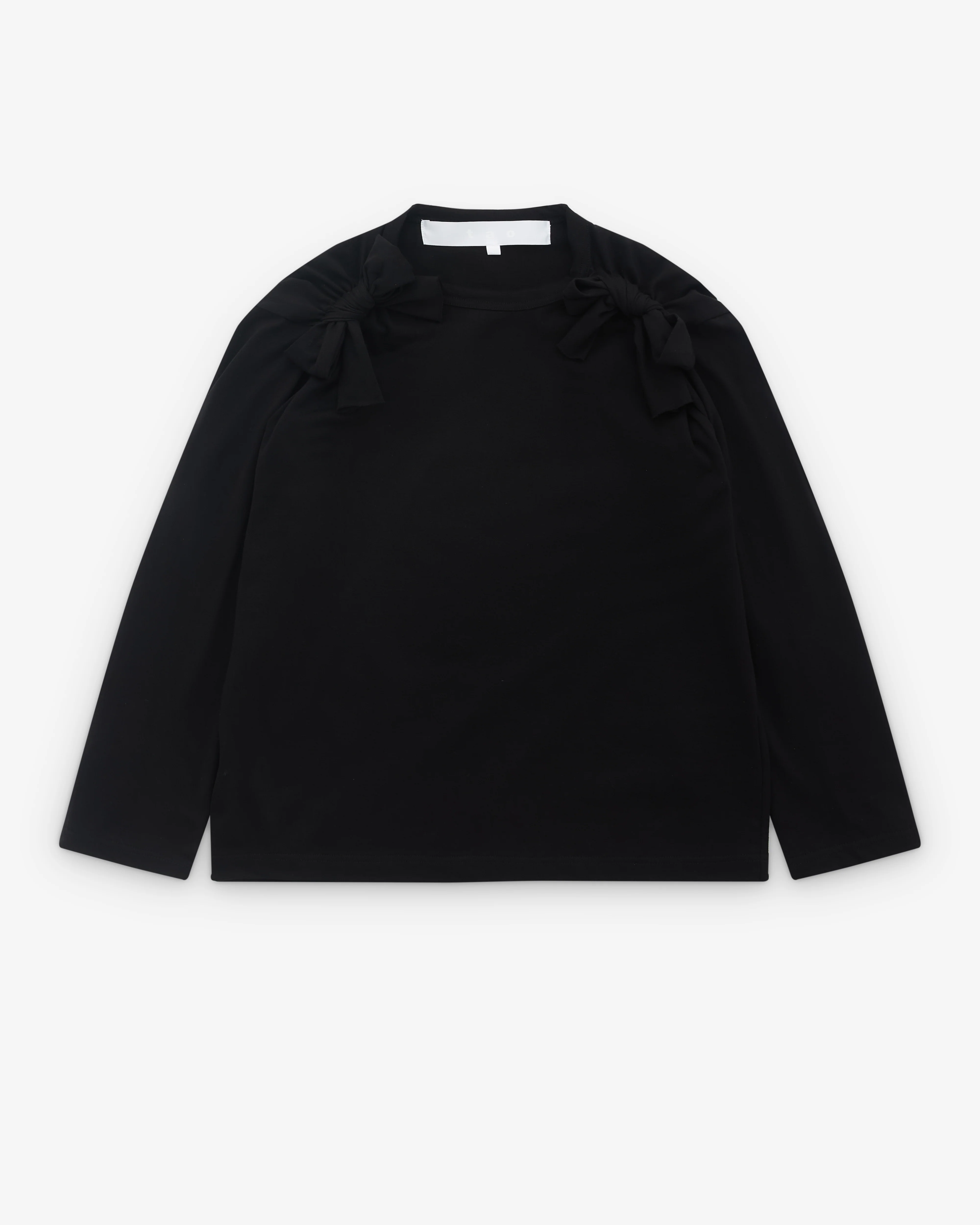 Tao - Women’s Bow Applique Long Sleeve Top - (Black)