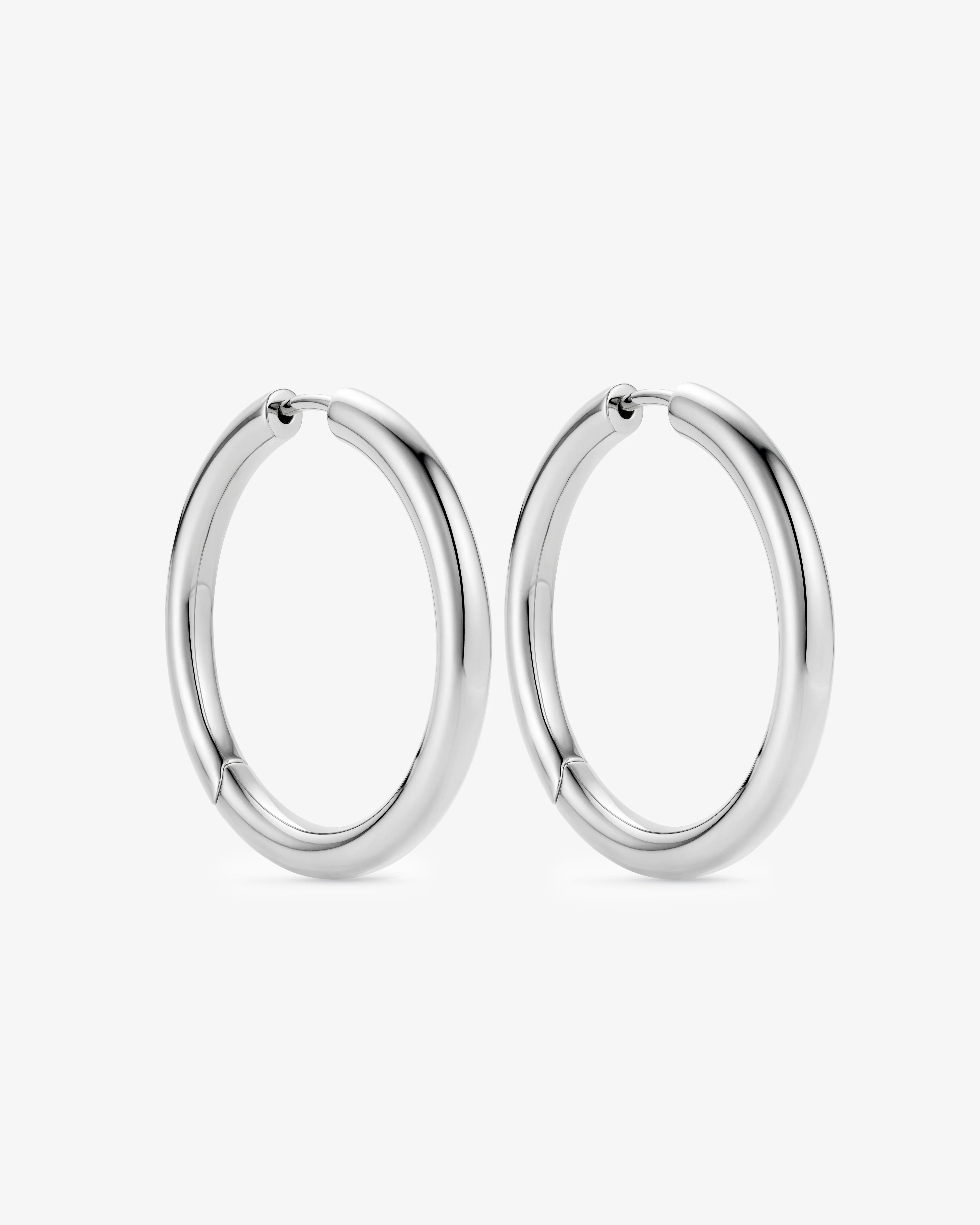 Tom Wood  - Classic Hoops Large -  (Silver)