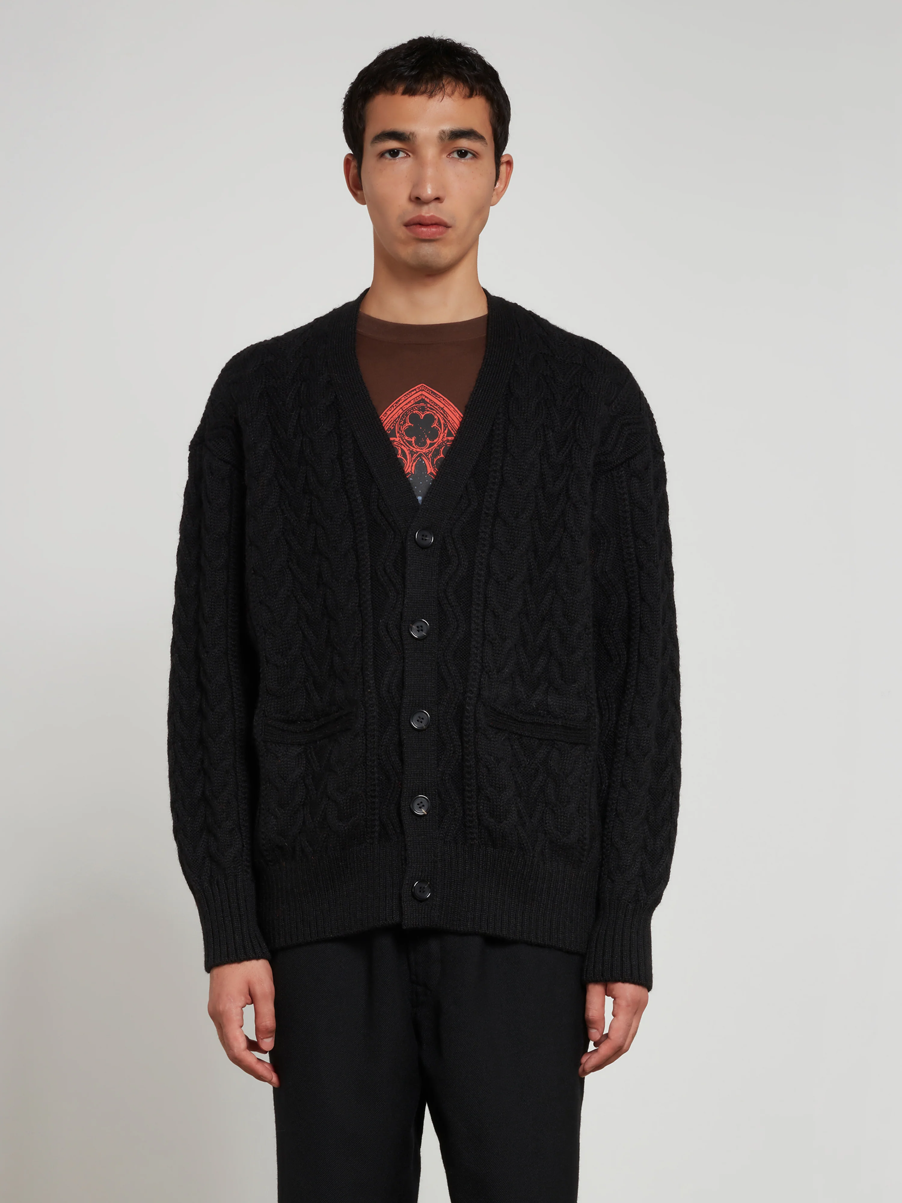 Undercover - Men’s Knitted Wool Cardigan - (Black) - Image 2
