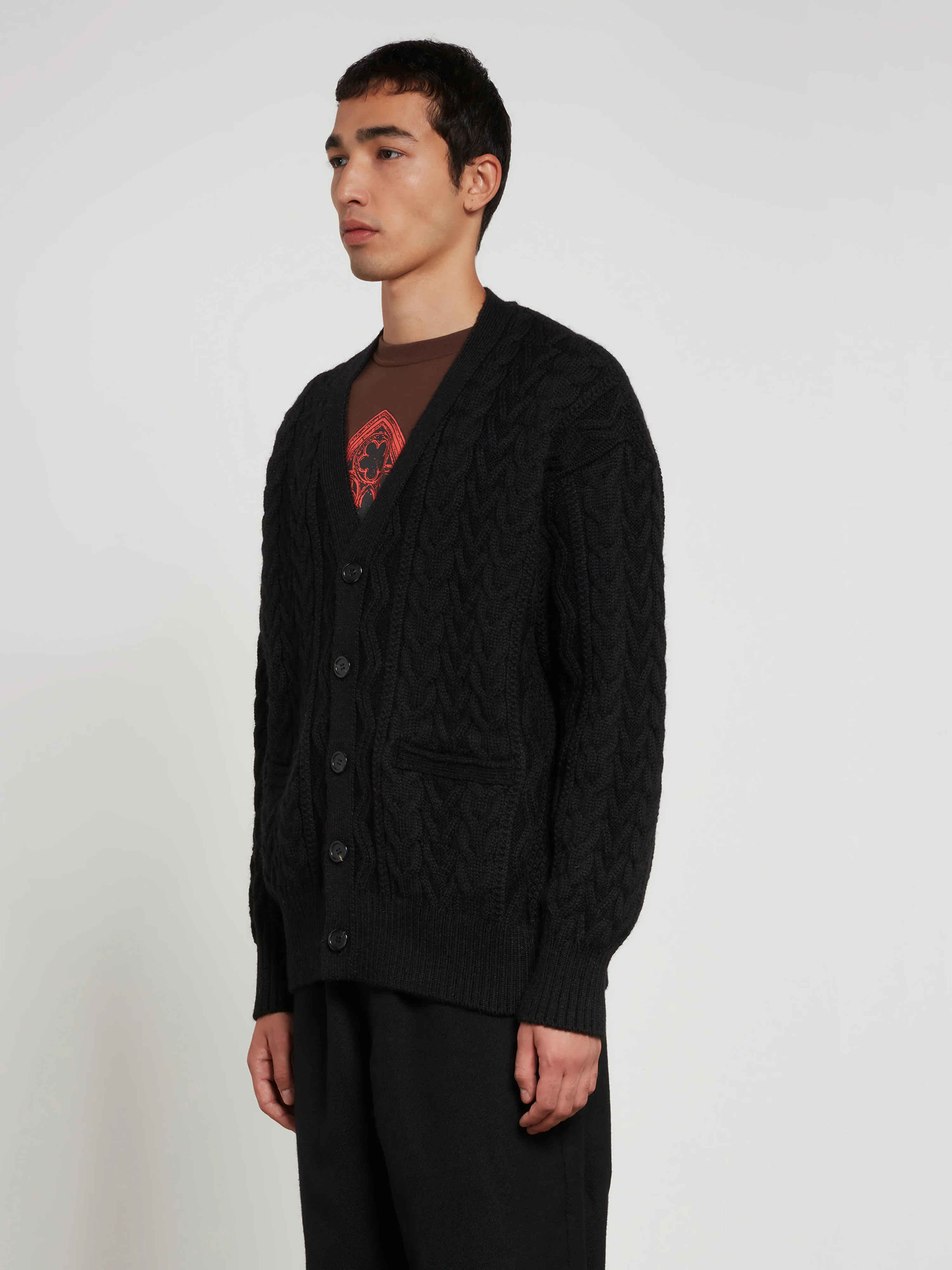 Undercover - Men’s Knitted Wool Cardigan - (Black) - Image 3