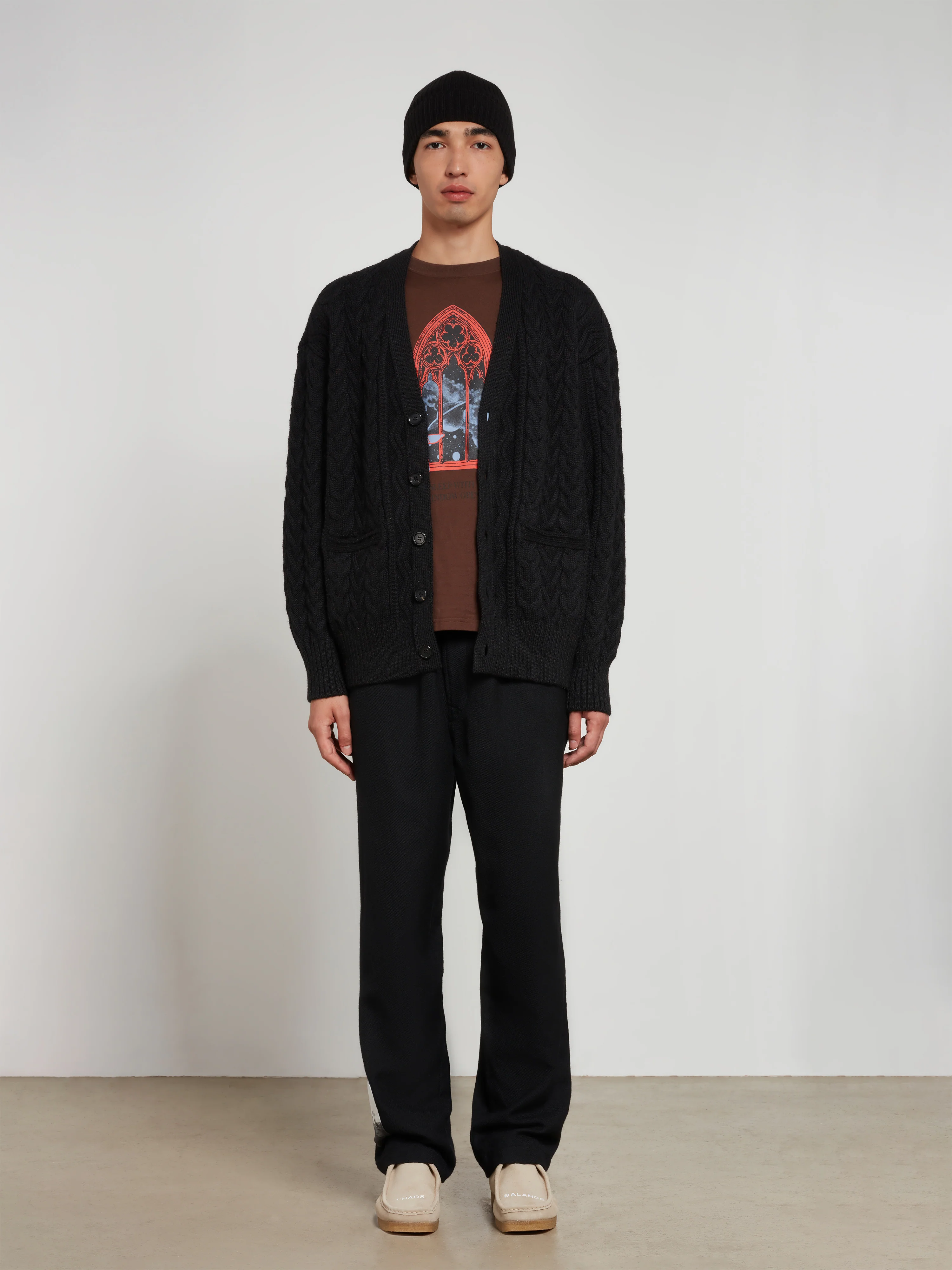 Undercover - Men’s Knitted Wool Cardigan - (Black) - Image 5