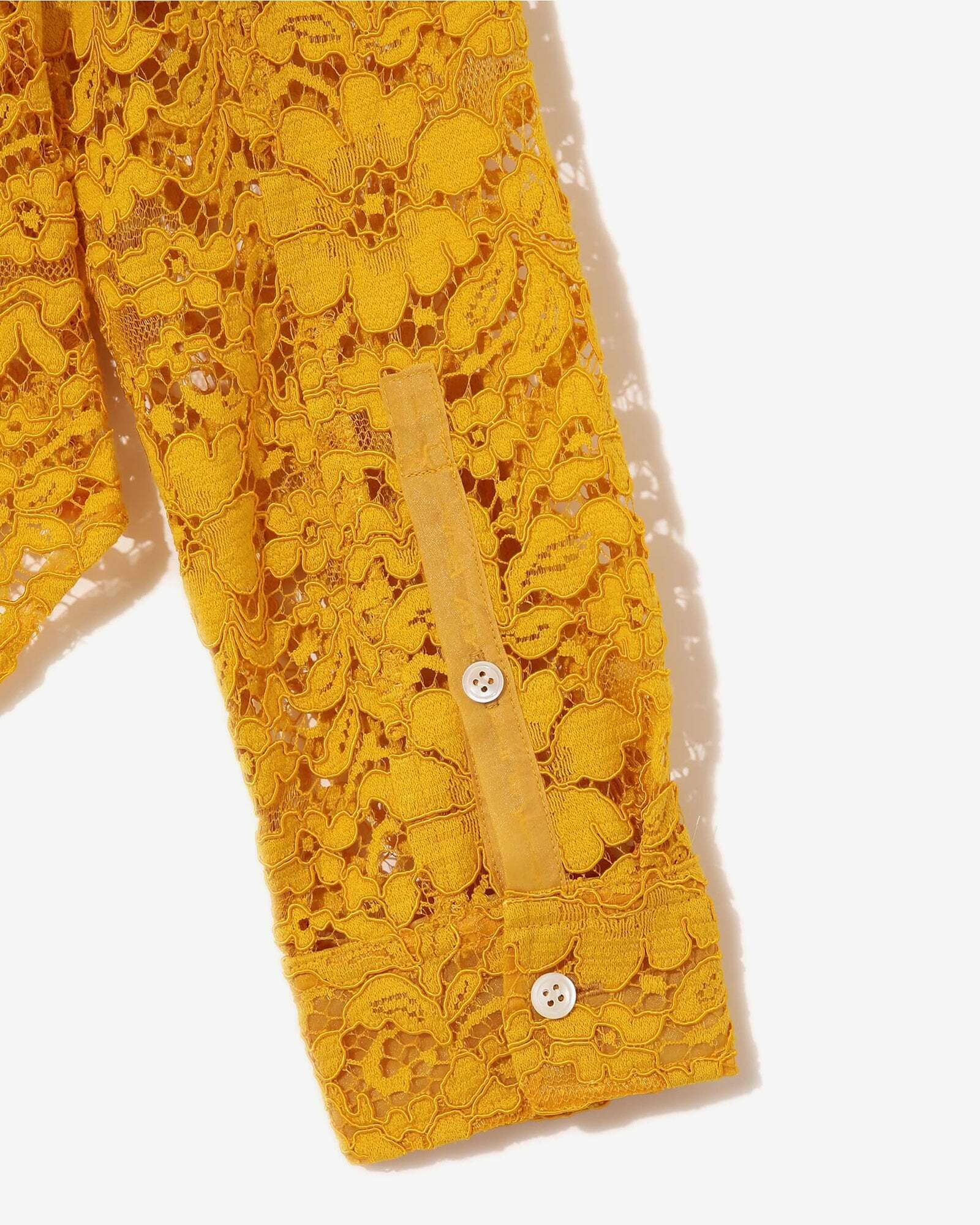 Undercover - Women’s Embroidered Lace Shirt - (Yellow) - Image 4