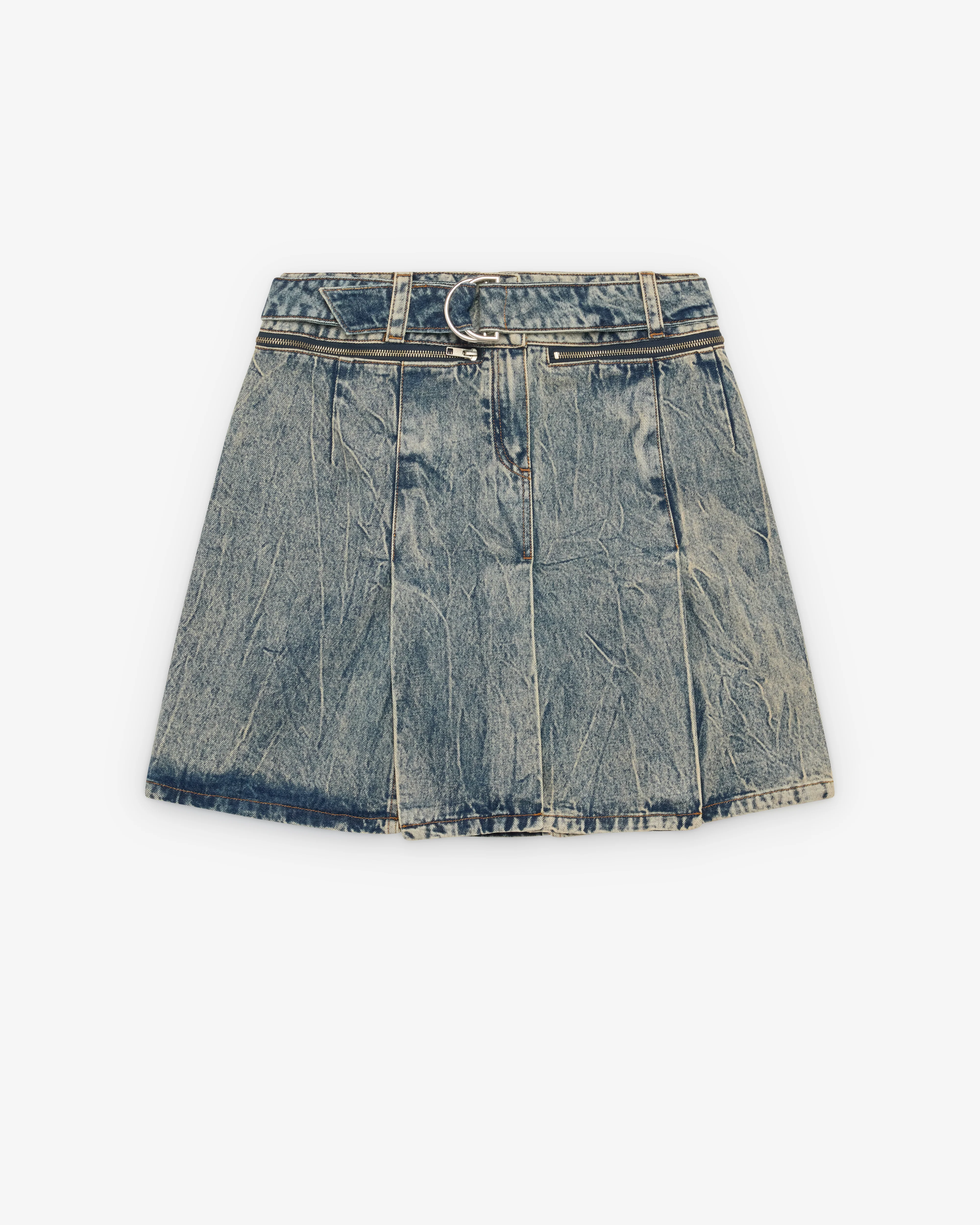 Vaquera - Women's Denim Carwash Skirt - (Blue)