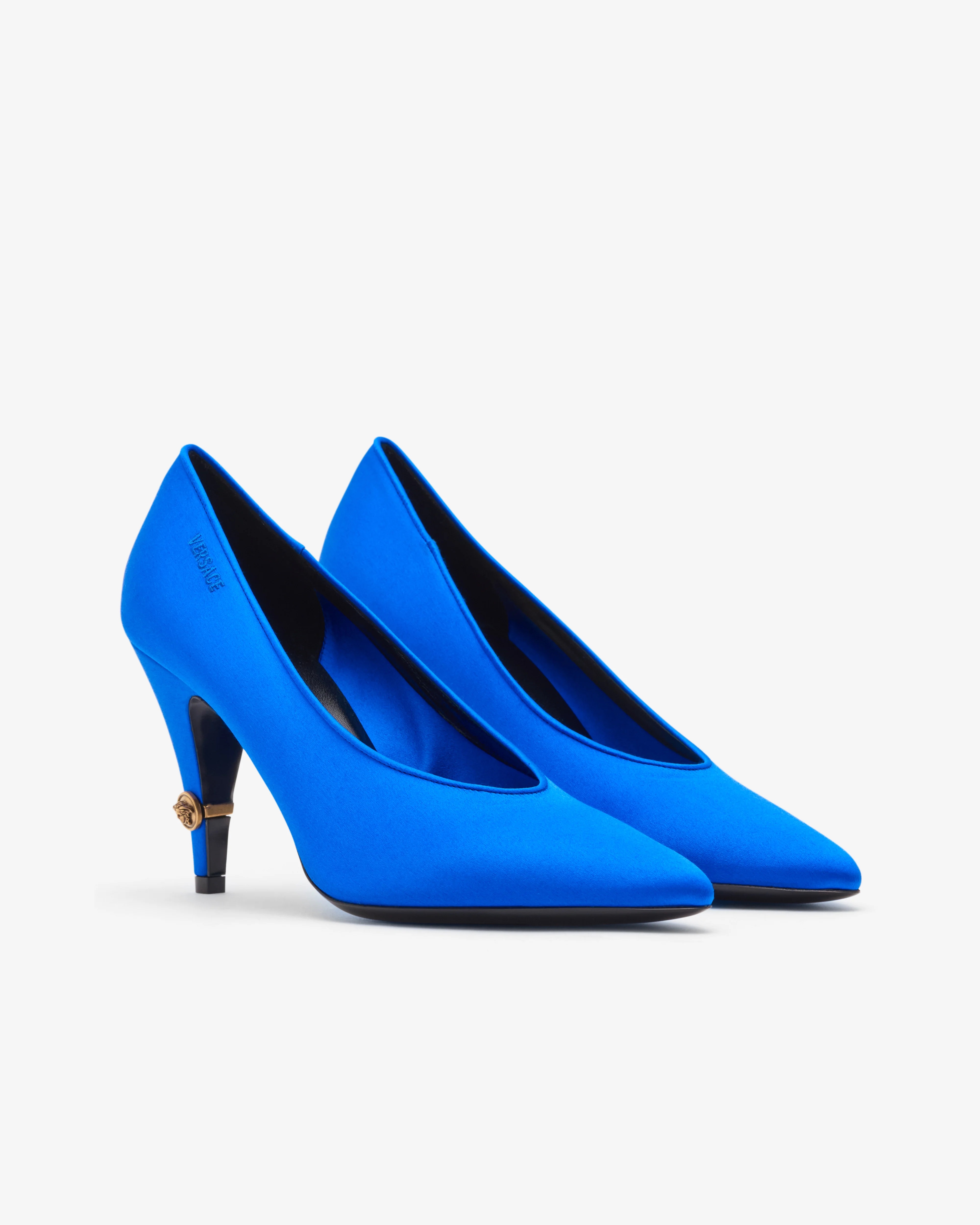 Versace  - Women's Gianni Satin Pumps 90mm - (Blue) - Image 3