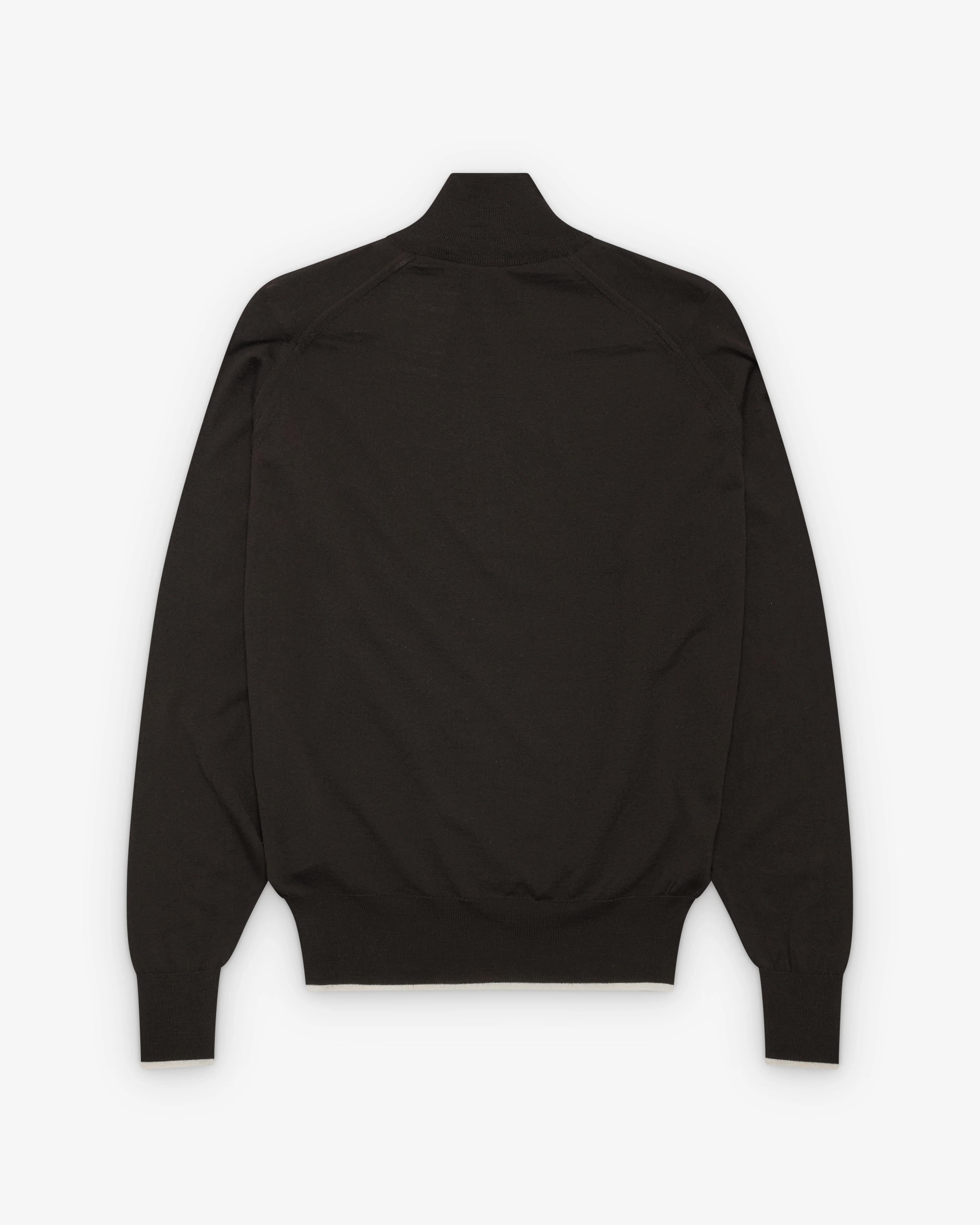 Wales Bonner - Men's John Smedley Park Quarter-Zip Jumper - (Dark Brown) - Image 2
