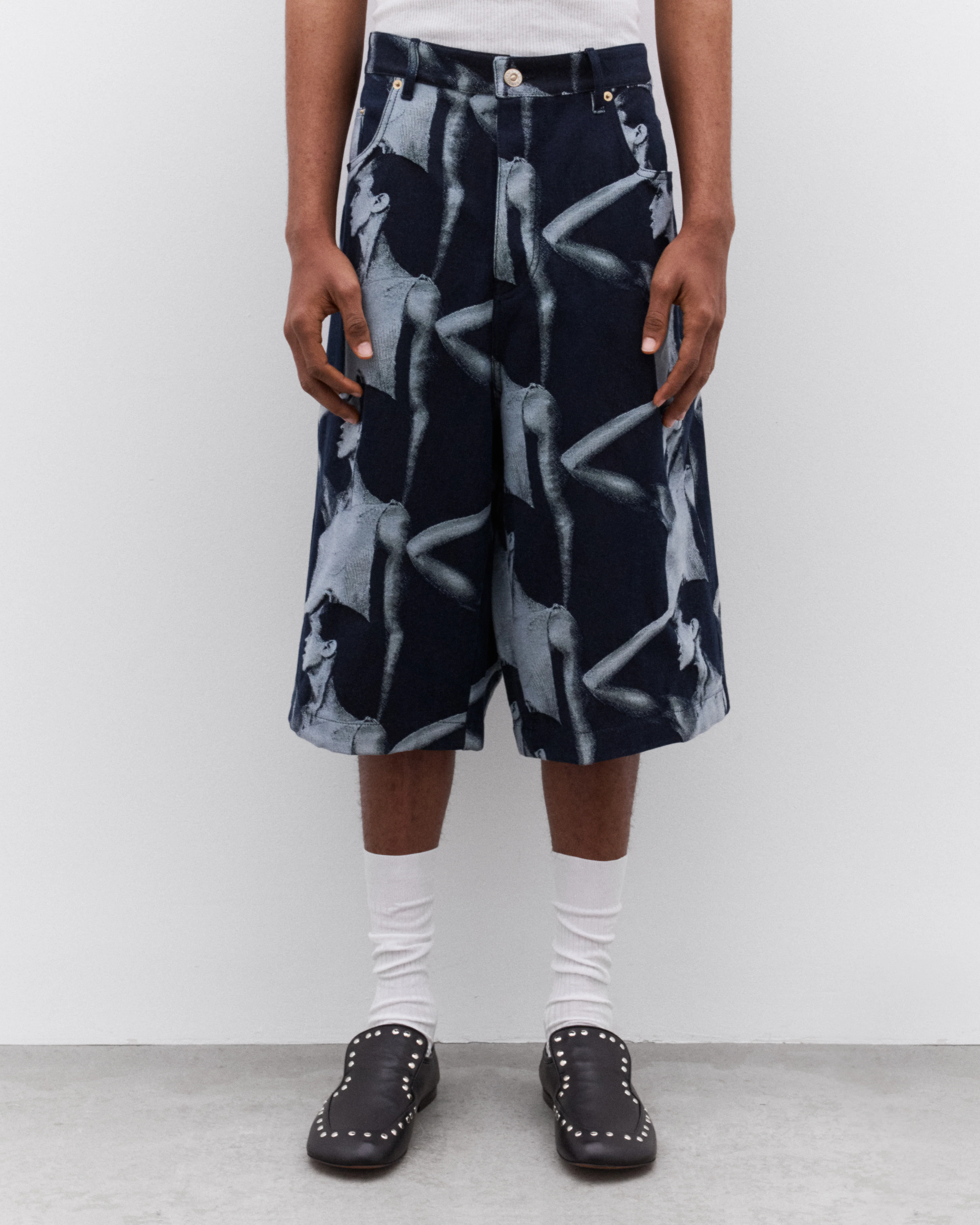 Wales Bonner - Men’s Printed Shorts - (Indigo) - Image 3