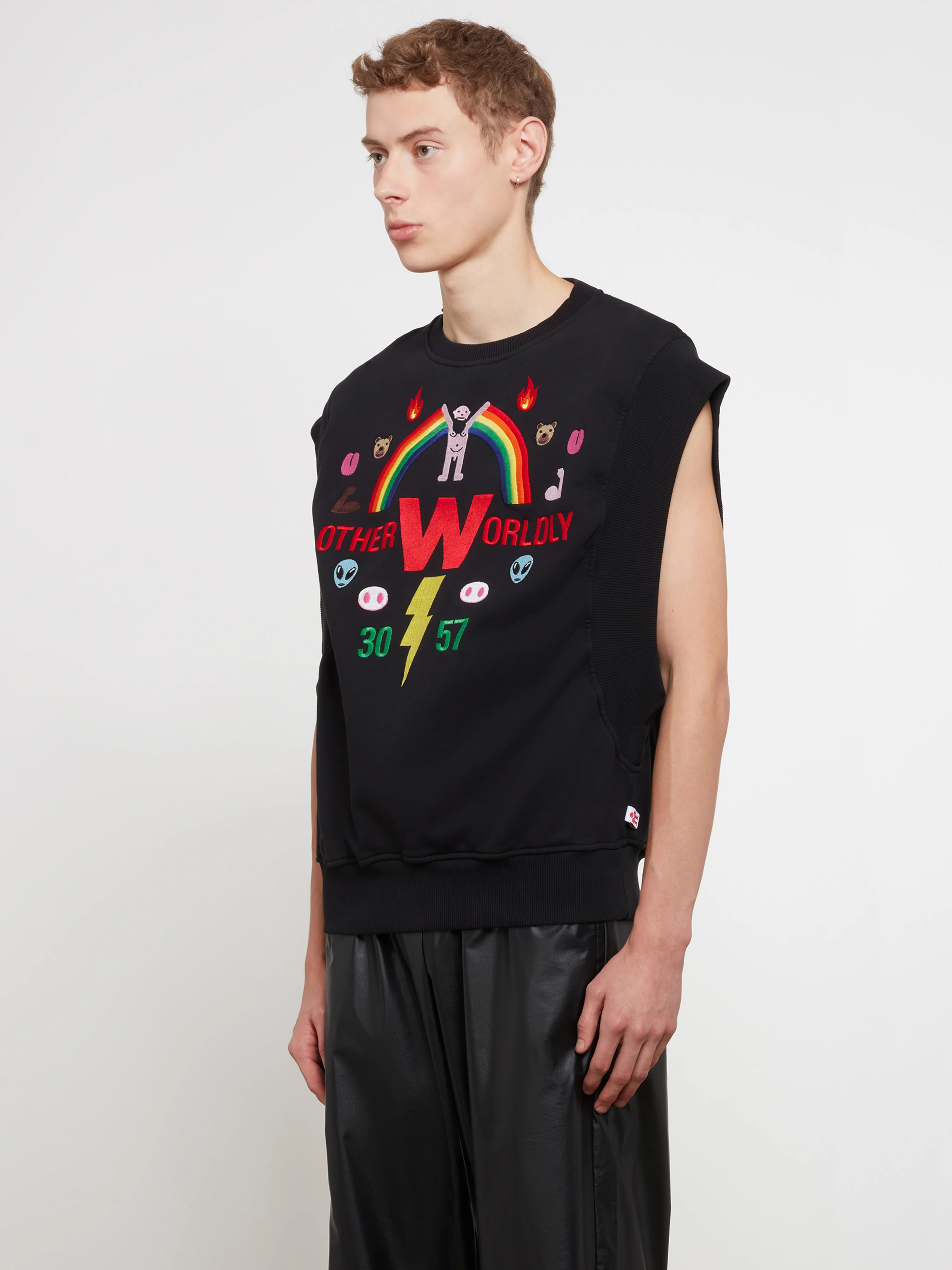 Walter Van Beirendonck - Men’s Embroidered Rainbow Vest - (Black) - Image 3